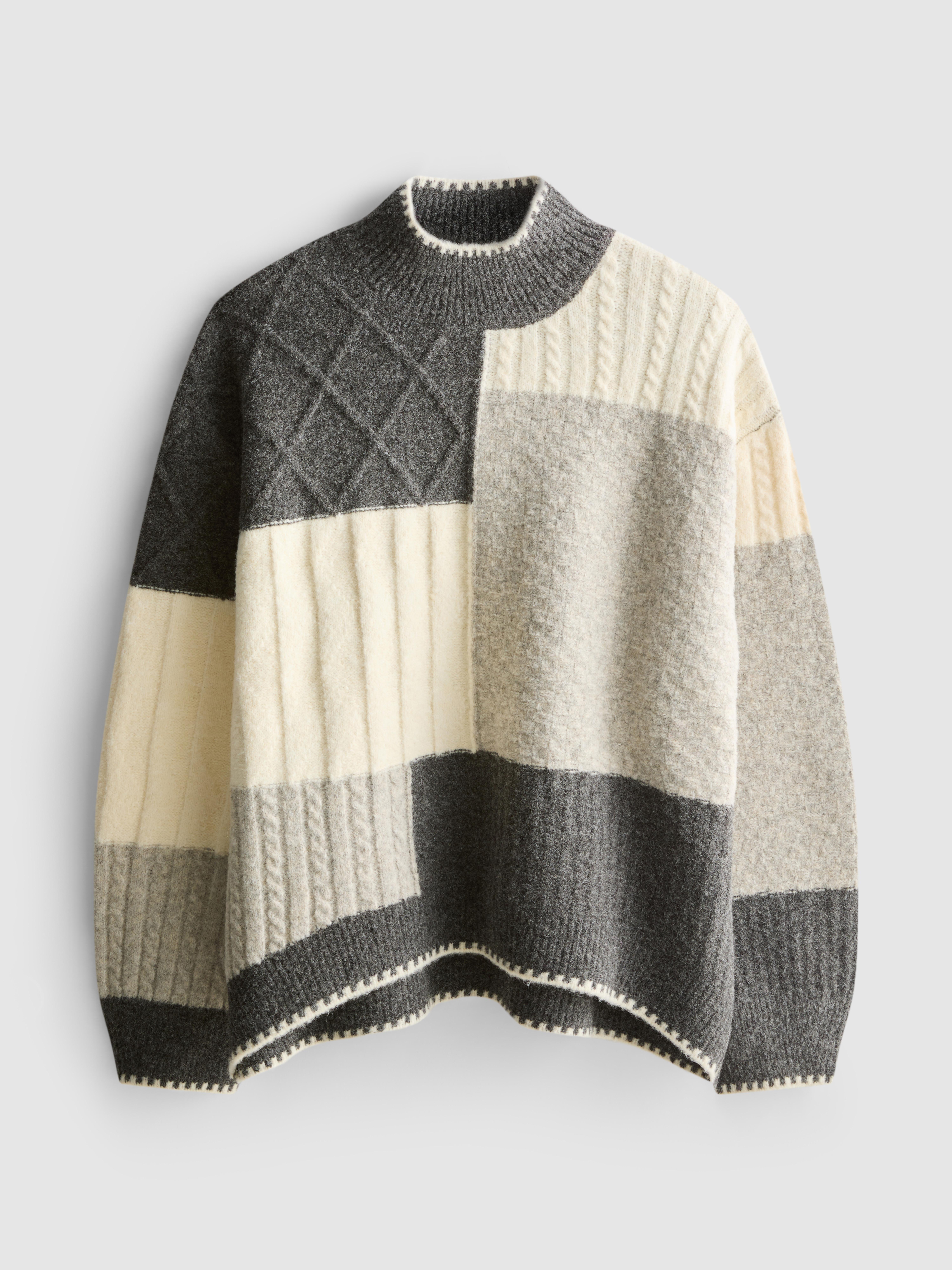 Patchwork Cable Knit Jumper