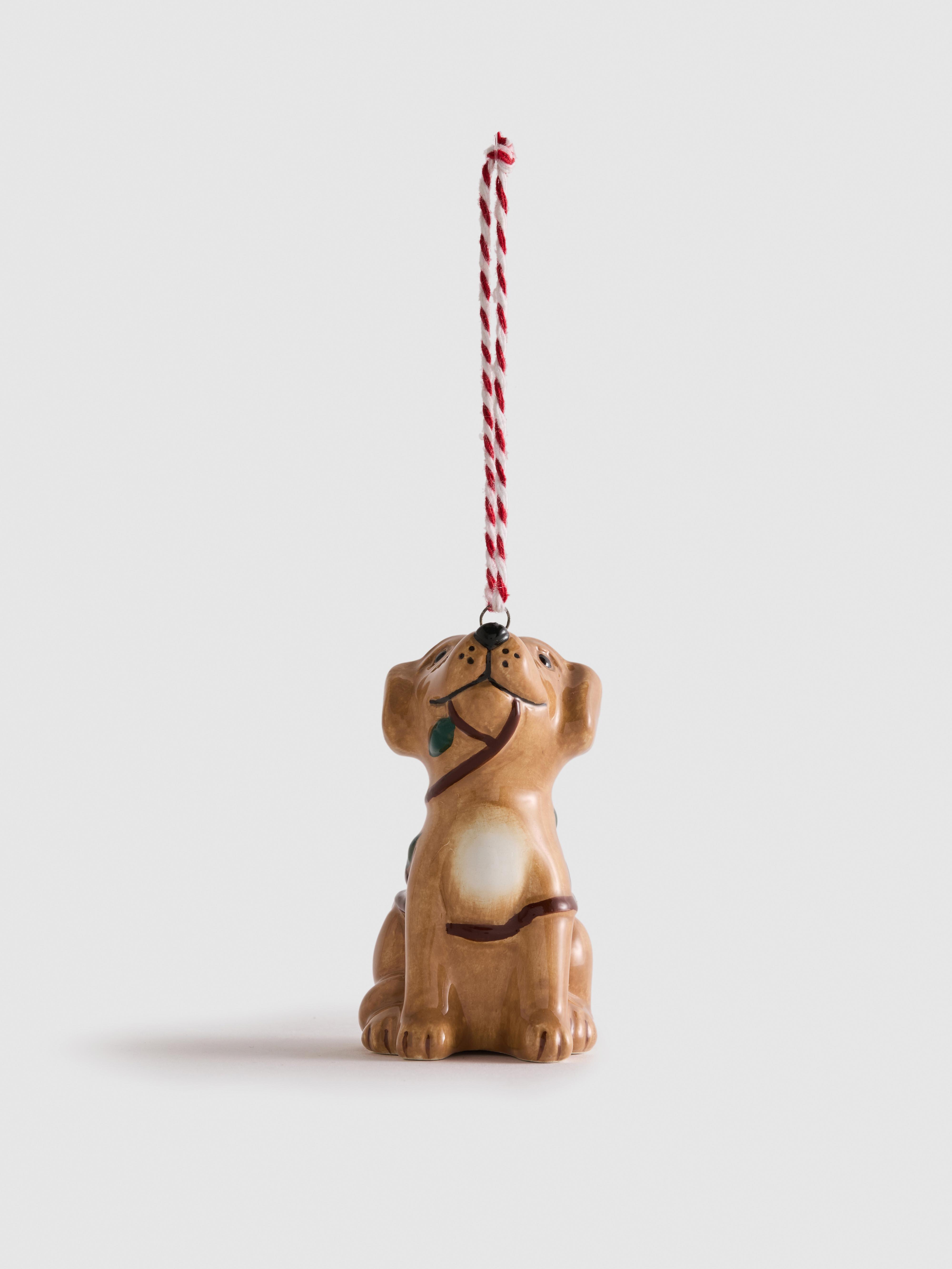 Ceramic Dog Hanging Christmas Decoration