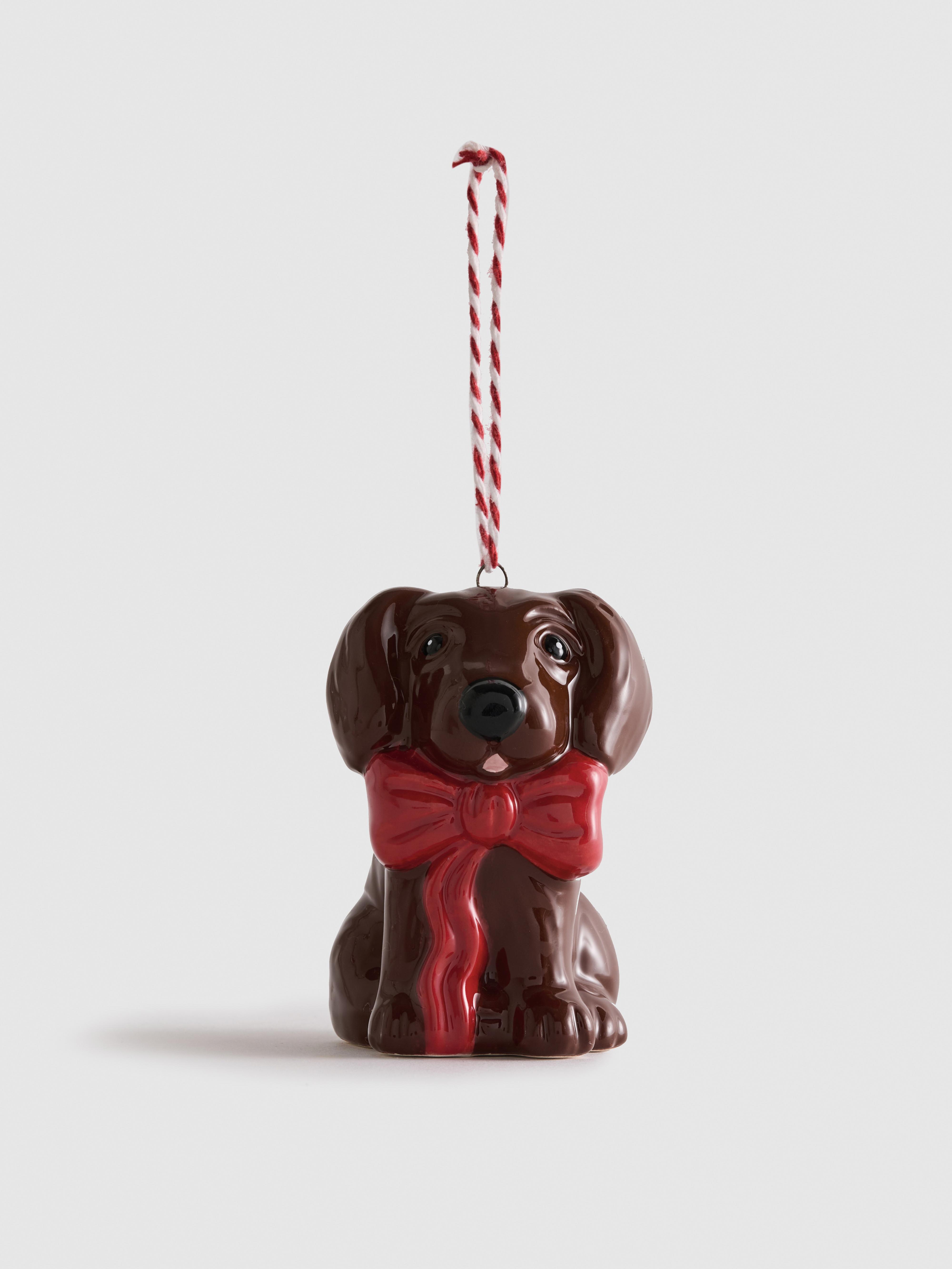 Ceramic Dog Hanging Christmas Decoration