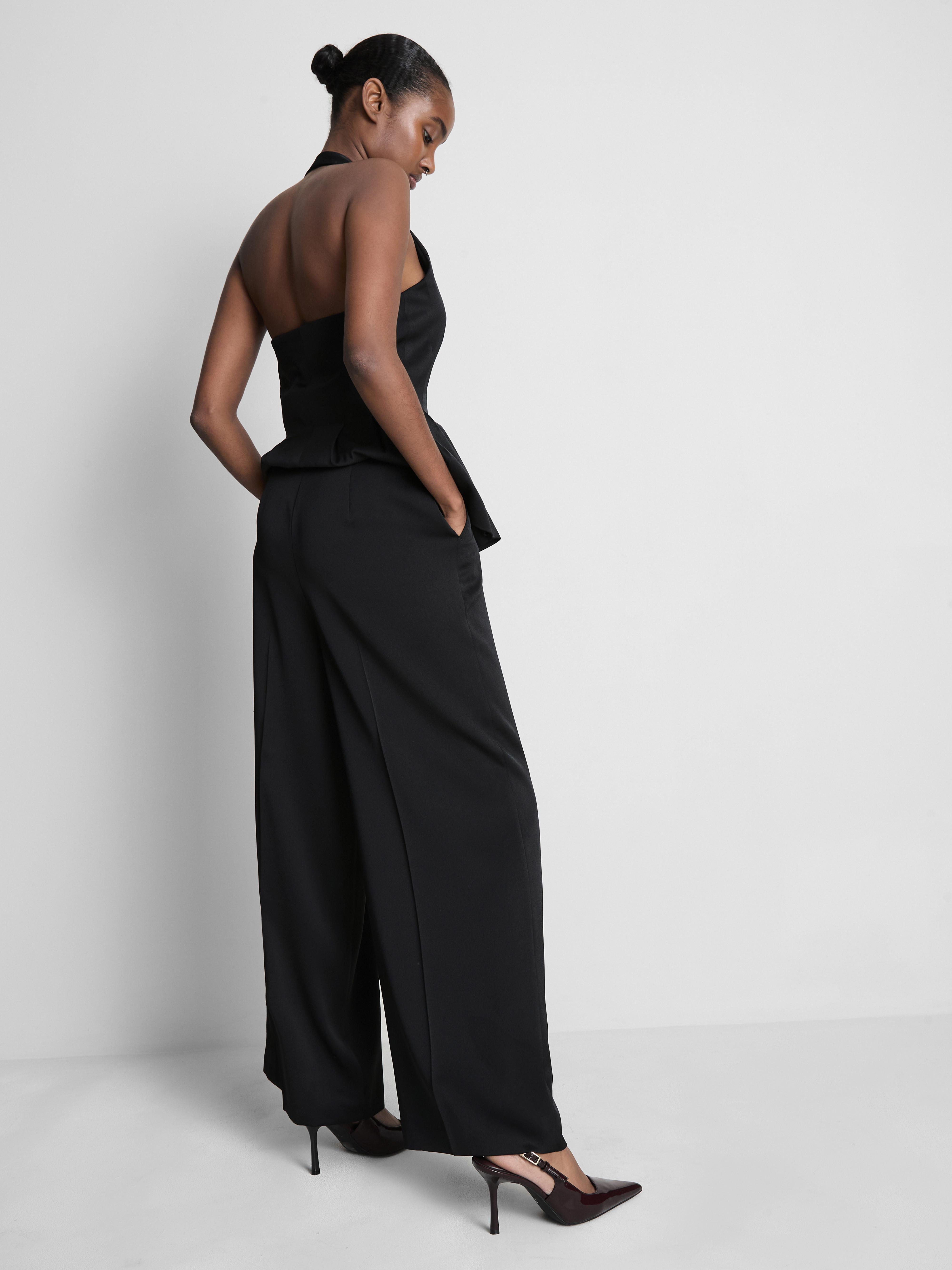 Satin Pleated Wide Leg Trousers