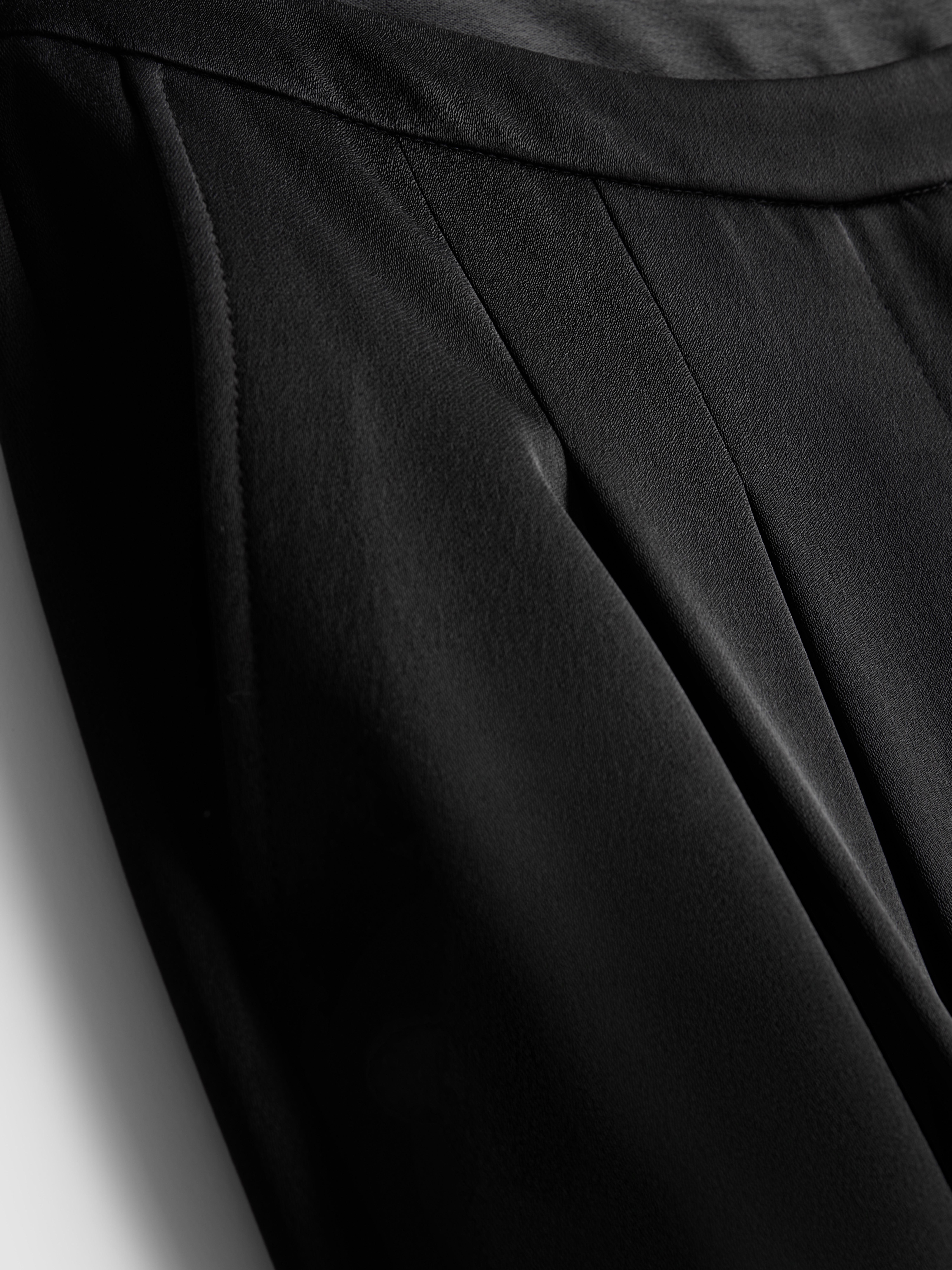 Satin Pleated Wide Leg Trousers