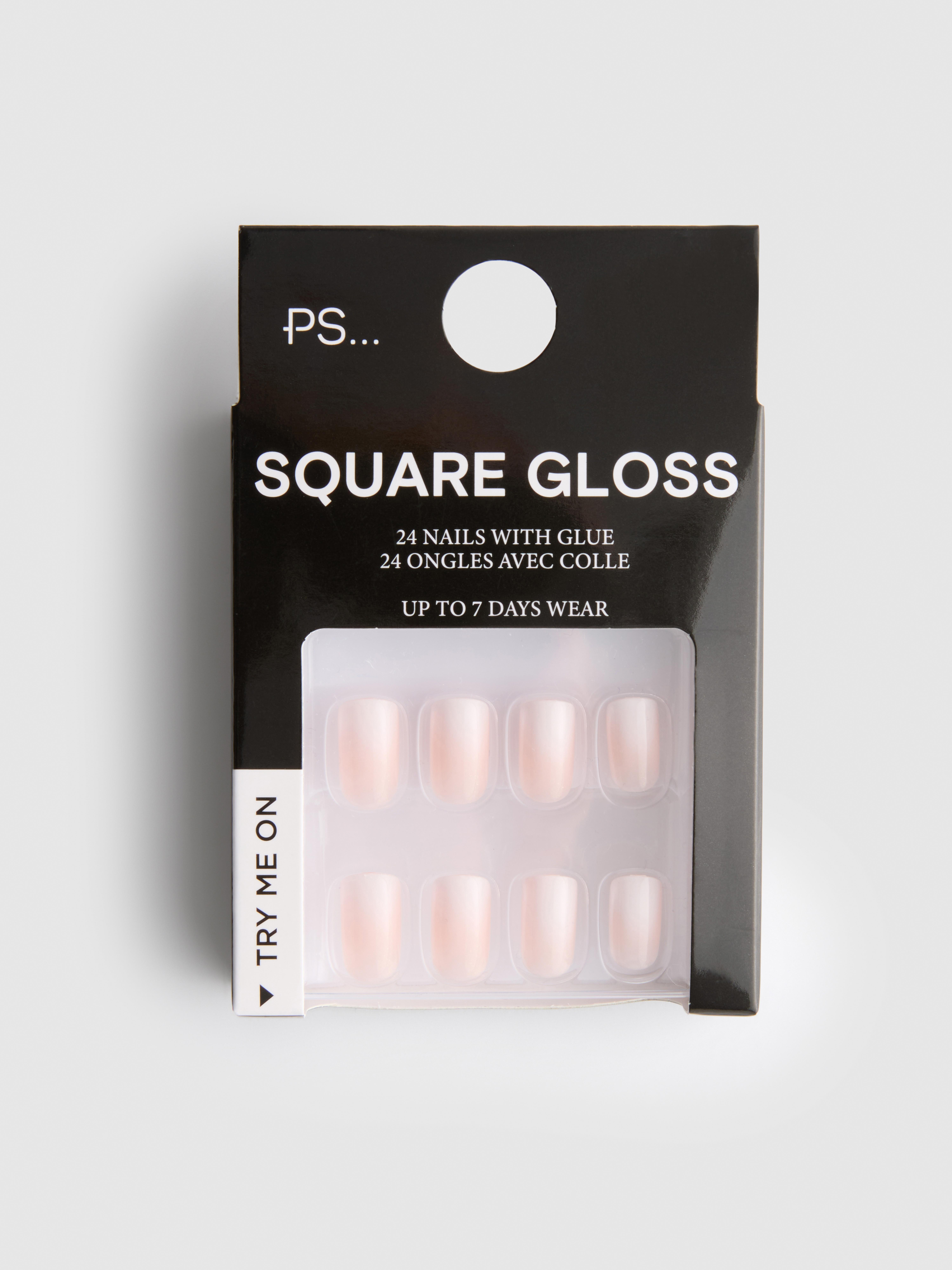 Faux ongles brillants carrés effet dégradé PS...