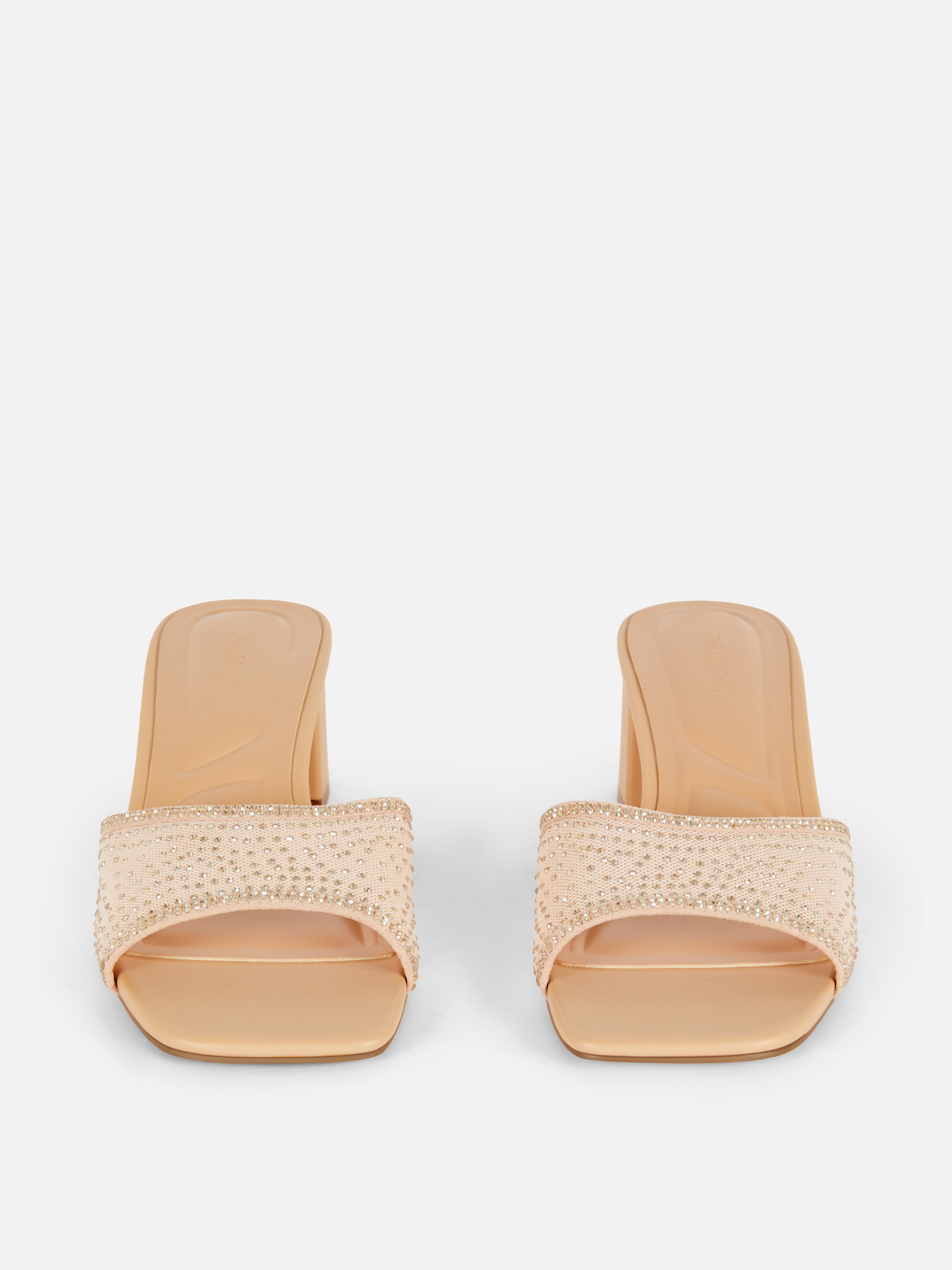 Diamanté Block Heel Mules
