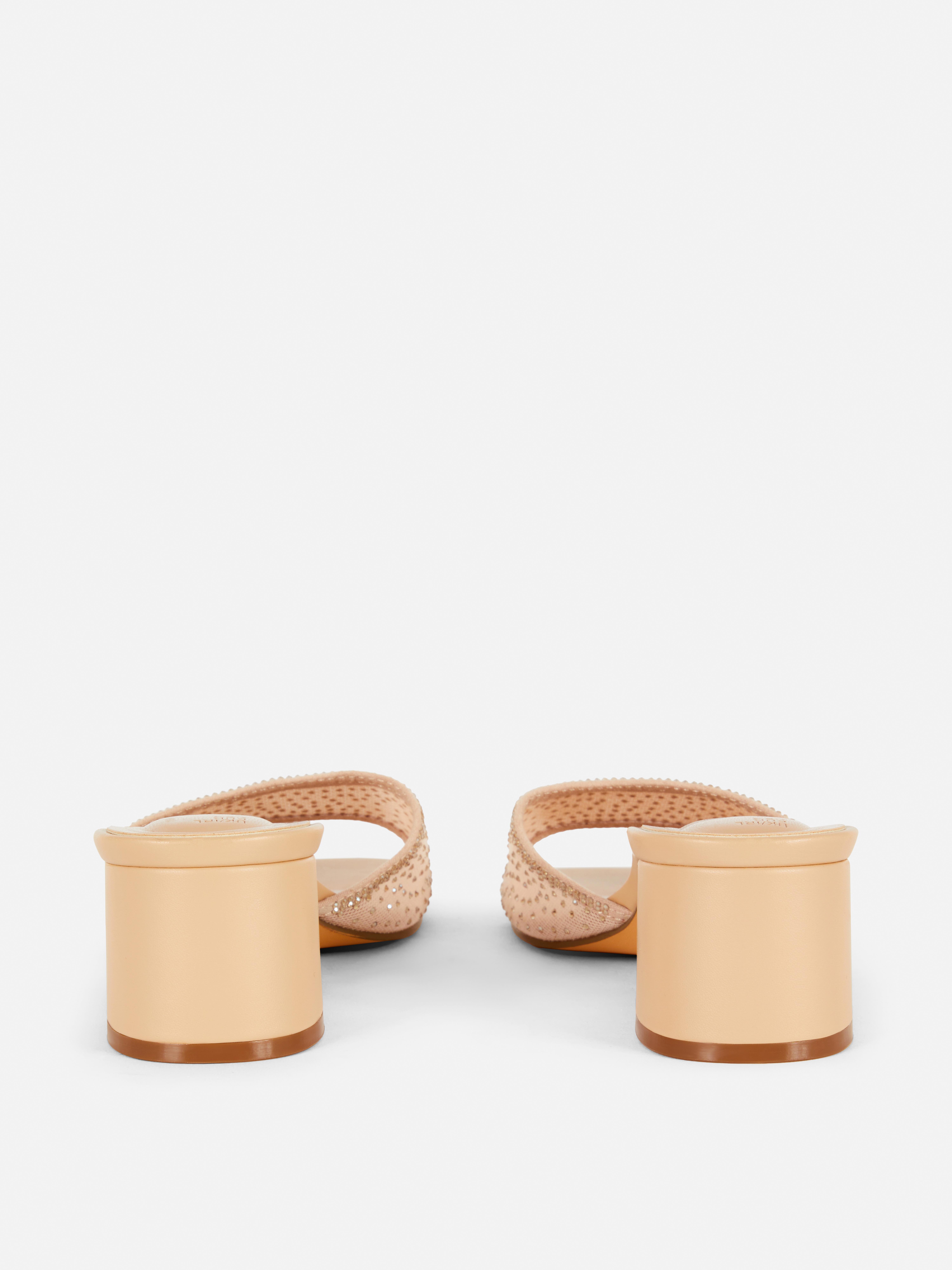 Diamanté Block Heel Mules