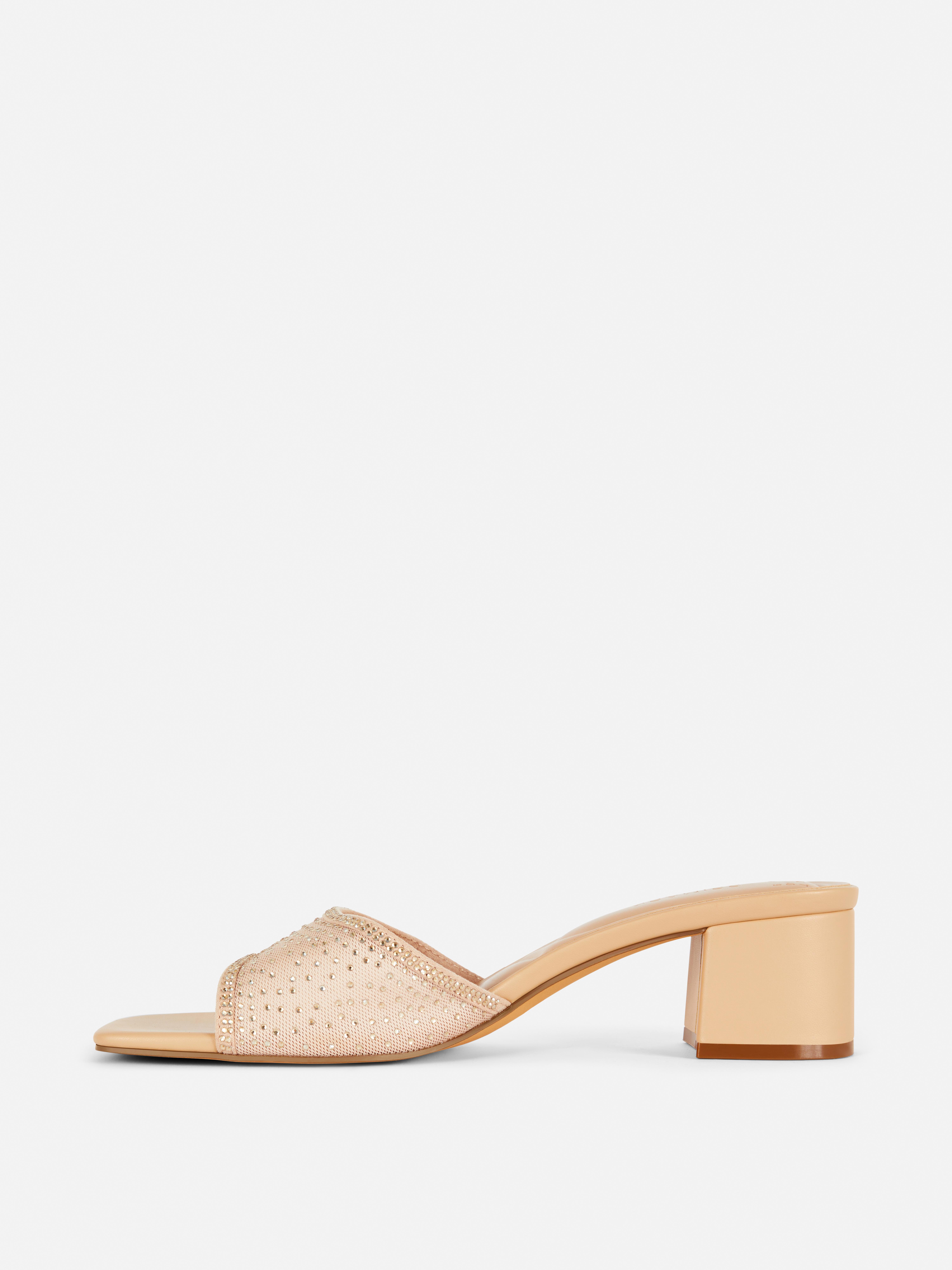Diamanté Block Heel Mules