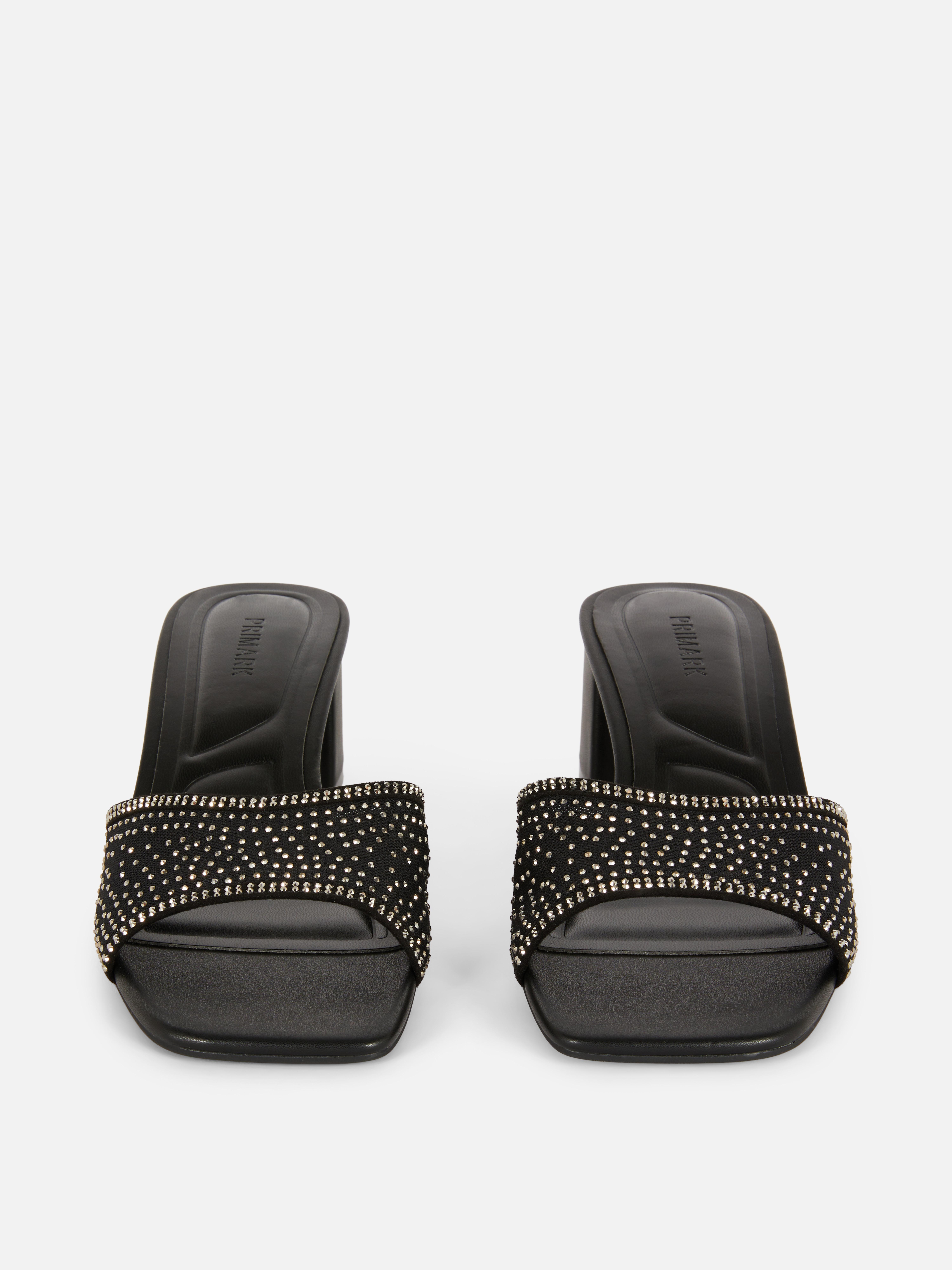 Diamanté Block Heel Mules