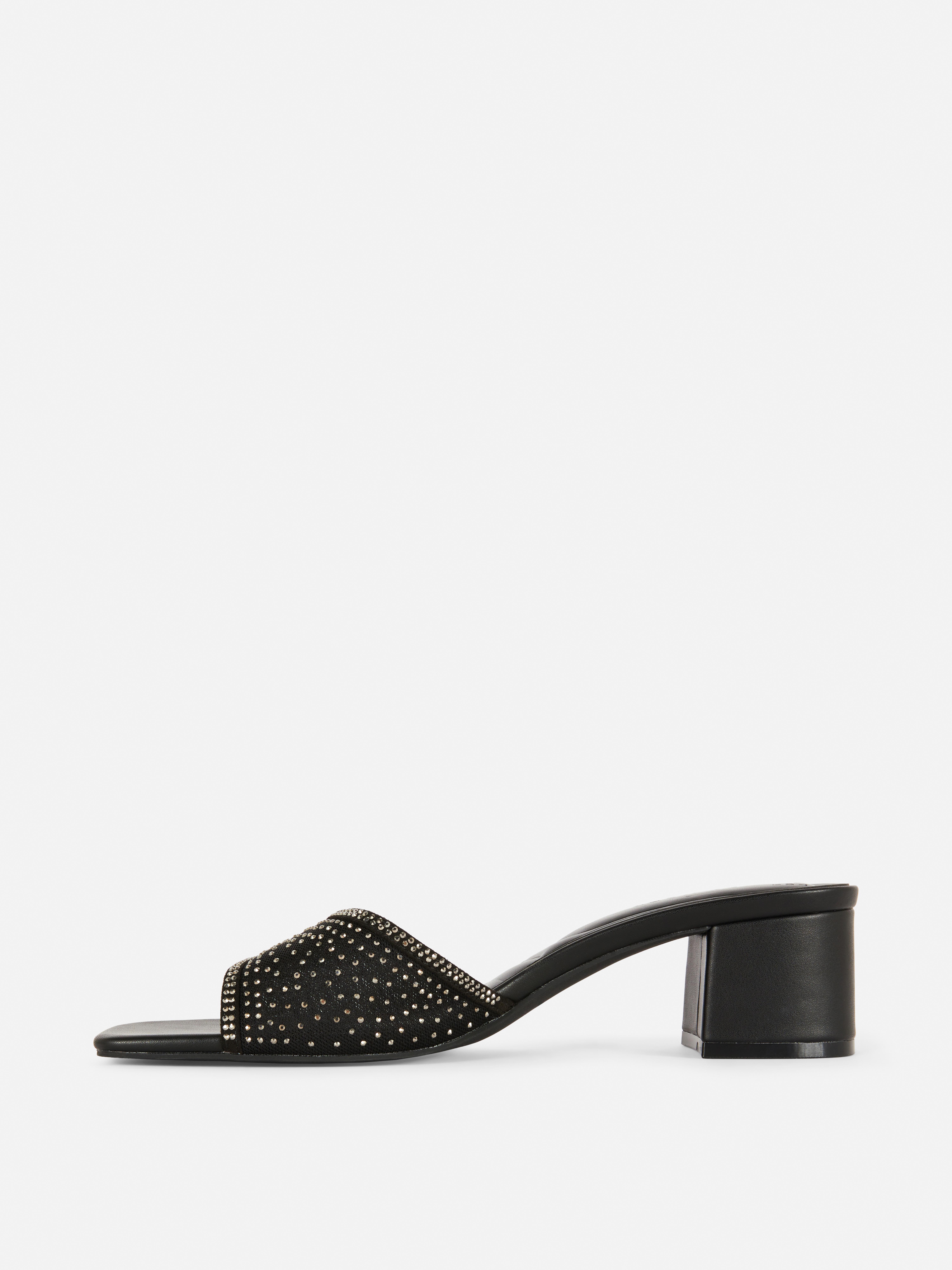 Diamanté Block Heel Mules