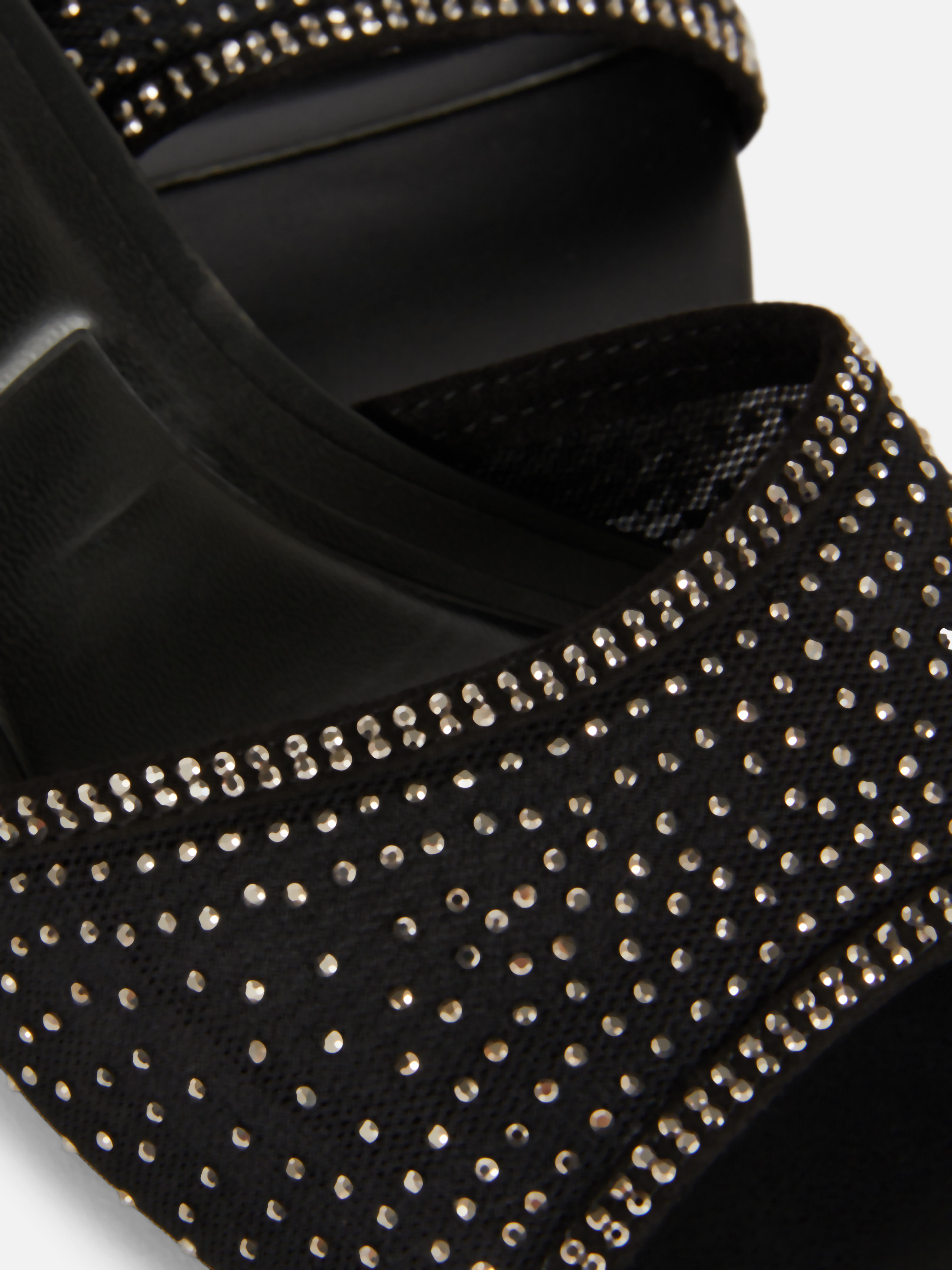 Diamanté Block Heel Mules