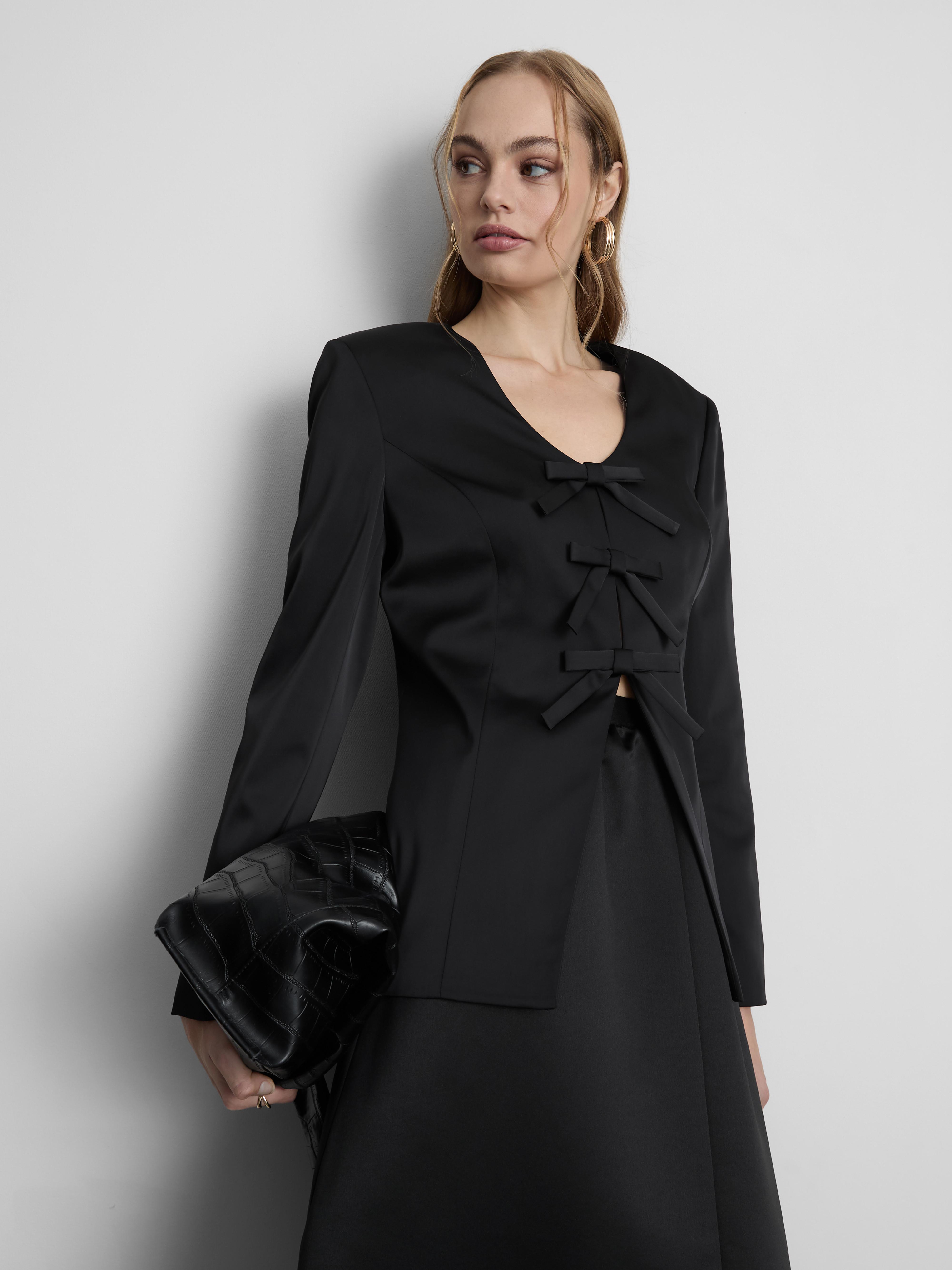 Satin Bow Blazer