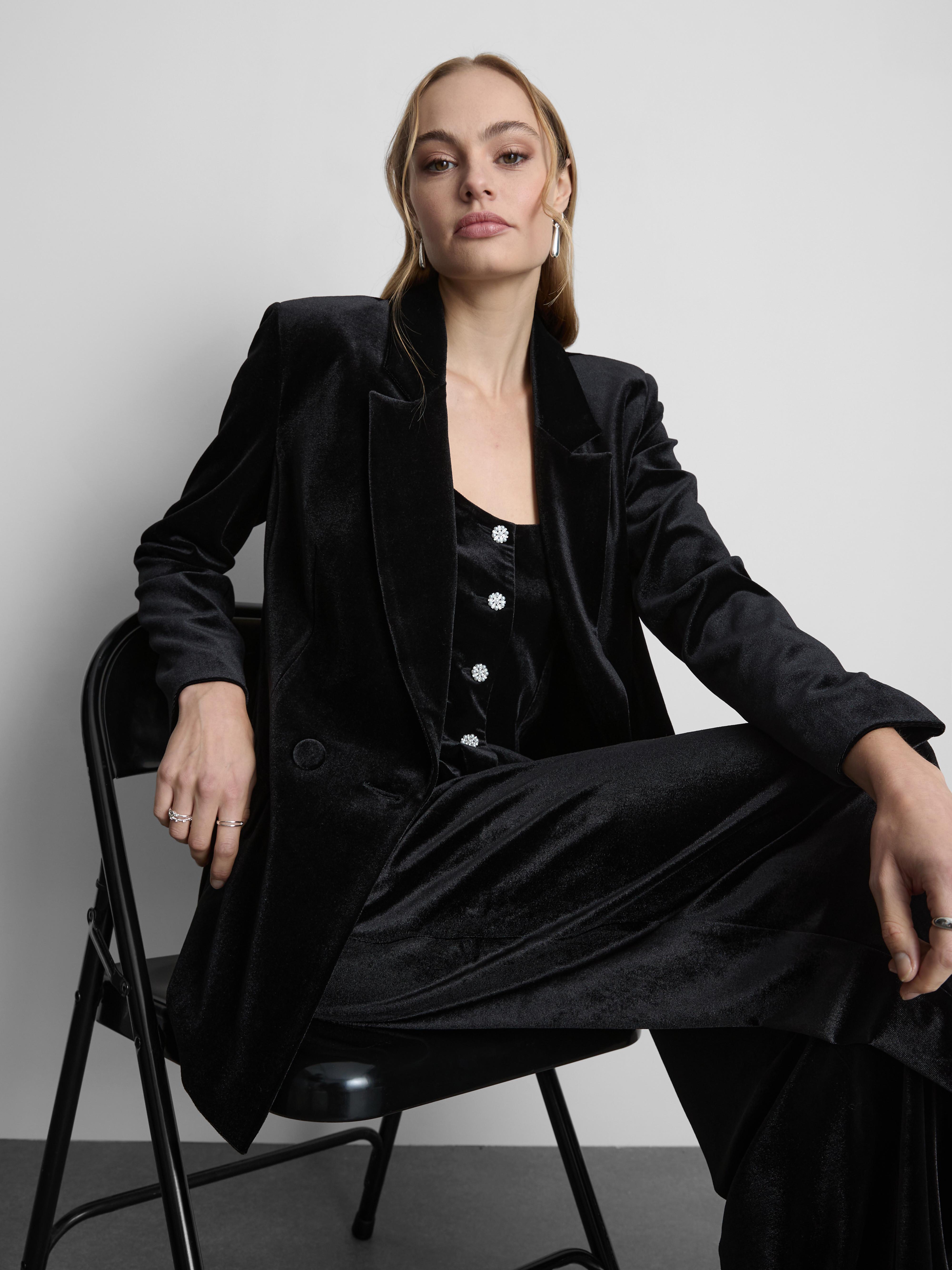 Double Breasted Velvet Blazer