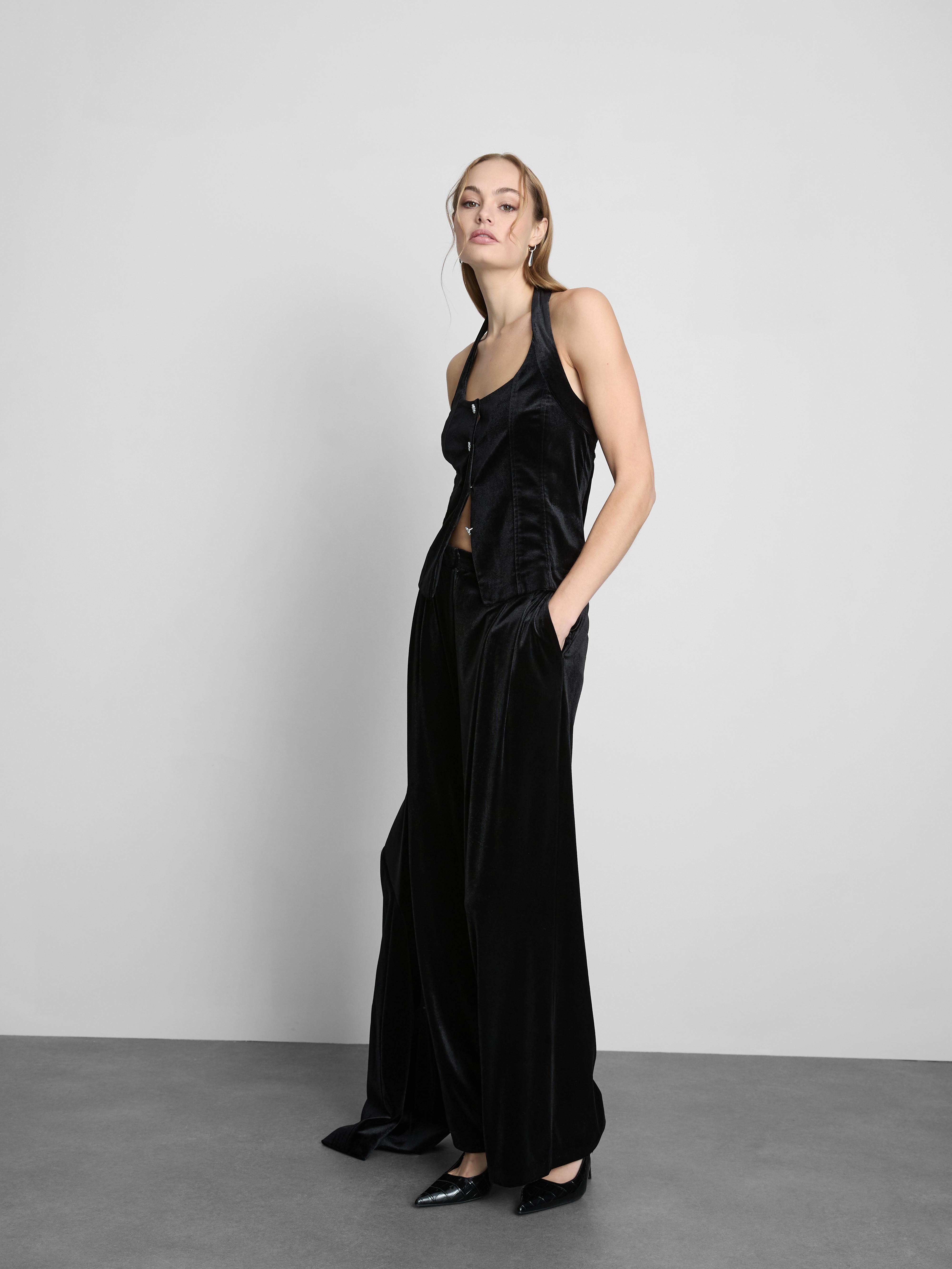 Wide Leg Velvet Trousers