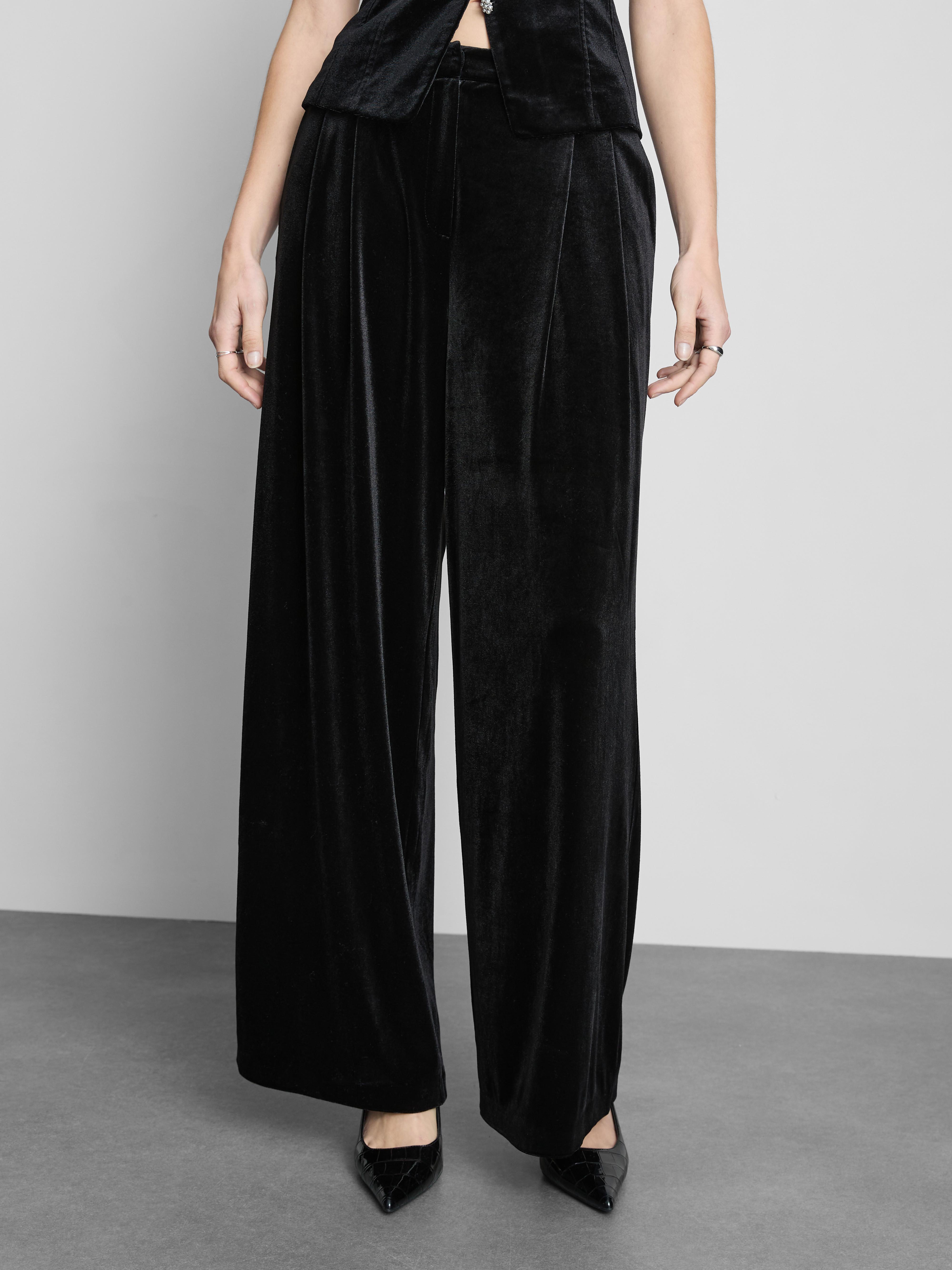 Wide Leg Velvet Trousers