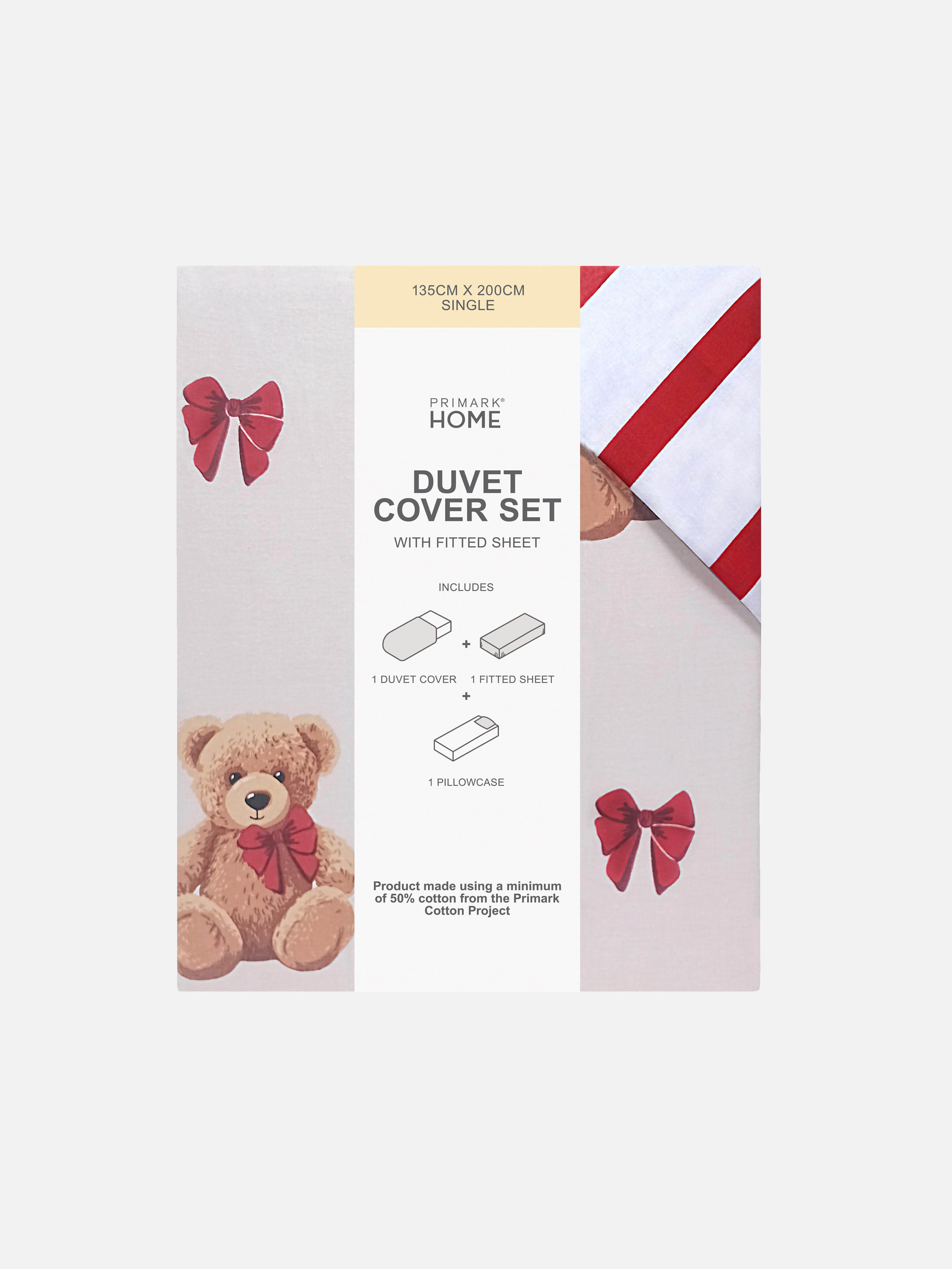 Bear And Stripe Single Bedding Set