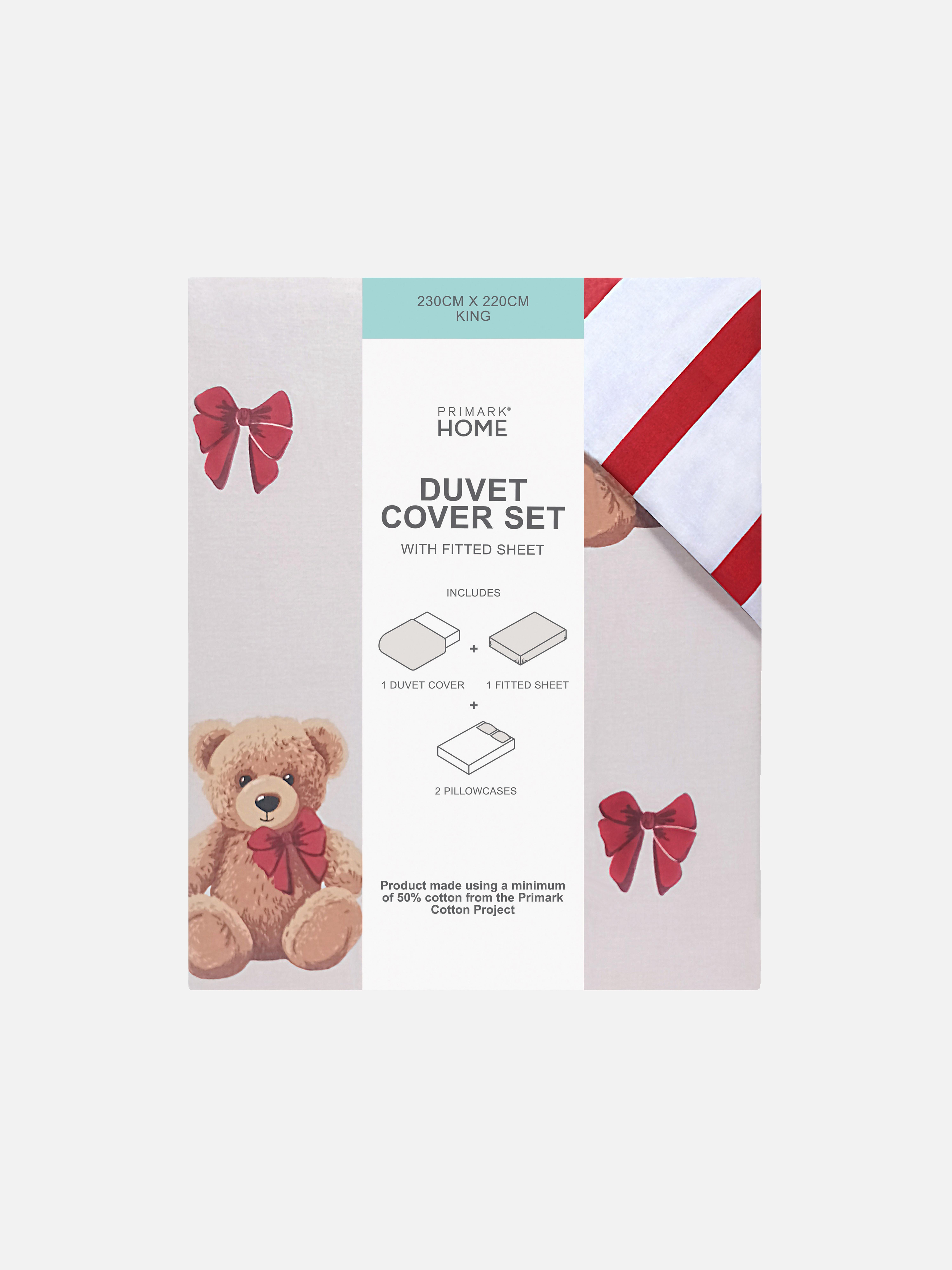 Bear And Stripe King Bedding Set