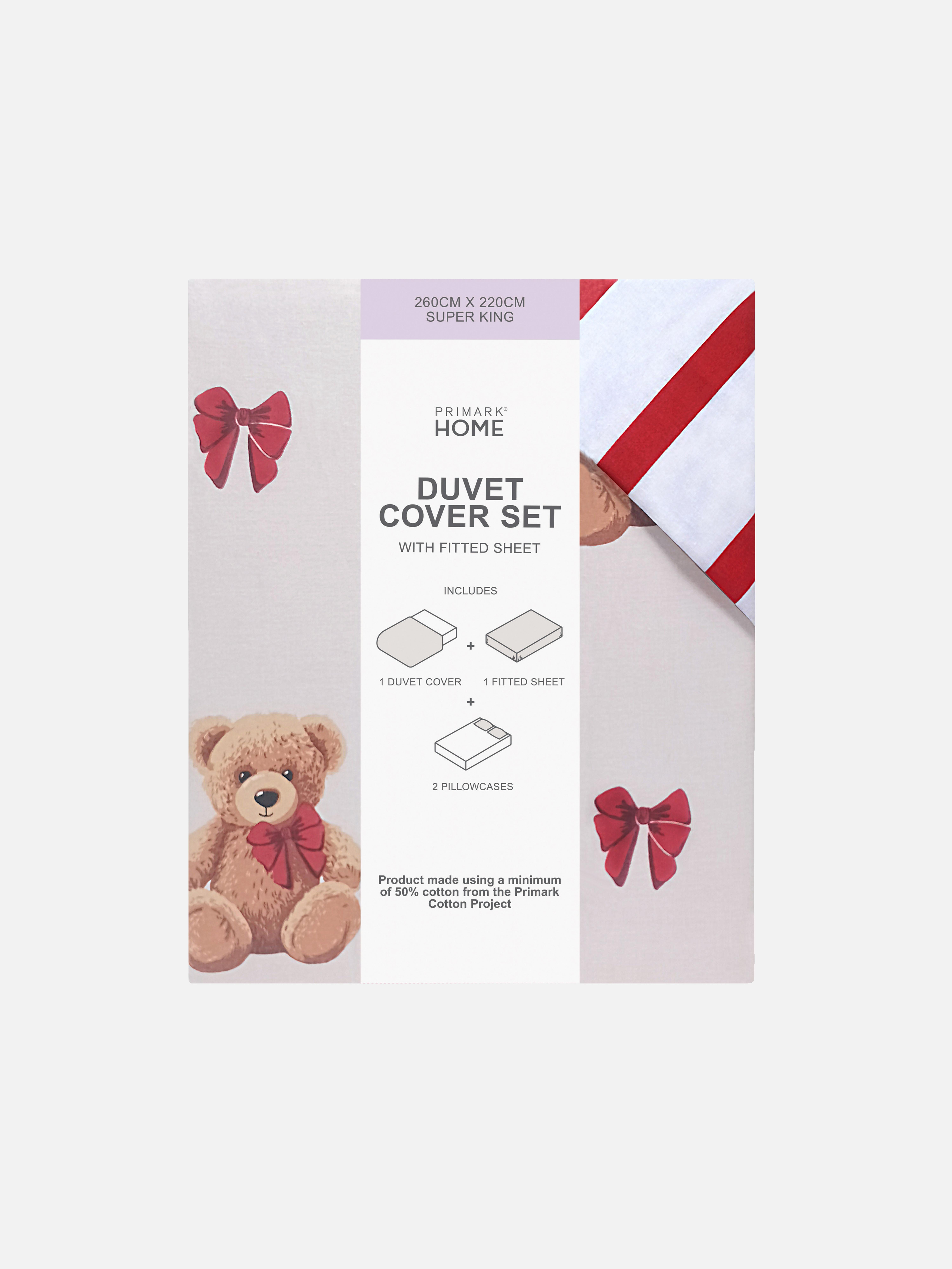 Bear And Stripe Super King Bedding Set