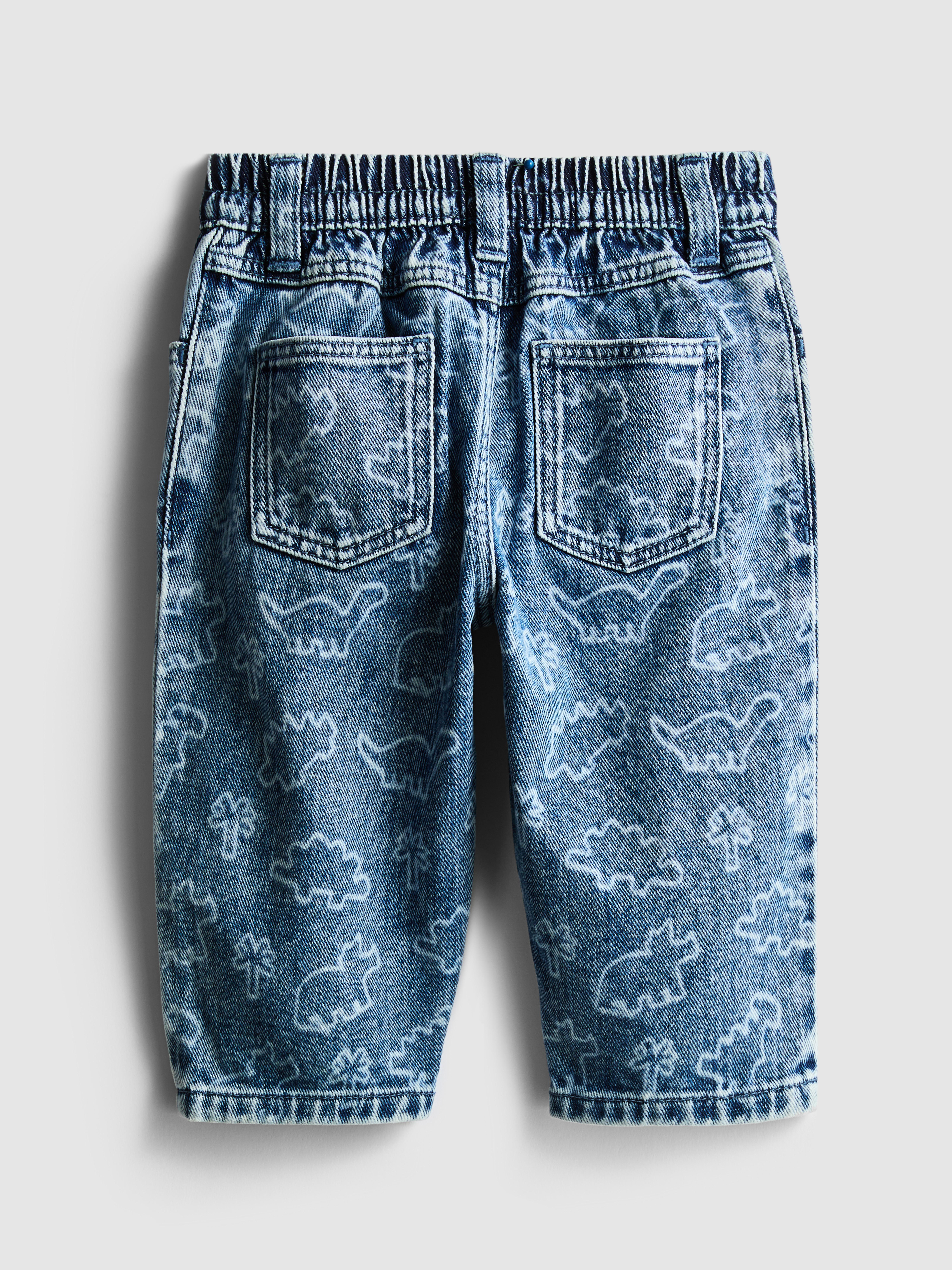 Baby Boys Mid Blue 0-36mths | Dinosaur Laser Print Paperbag Jeans