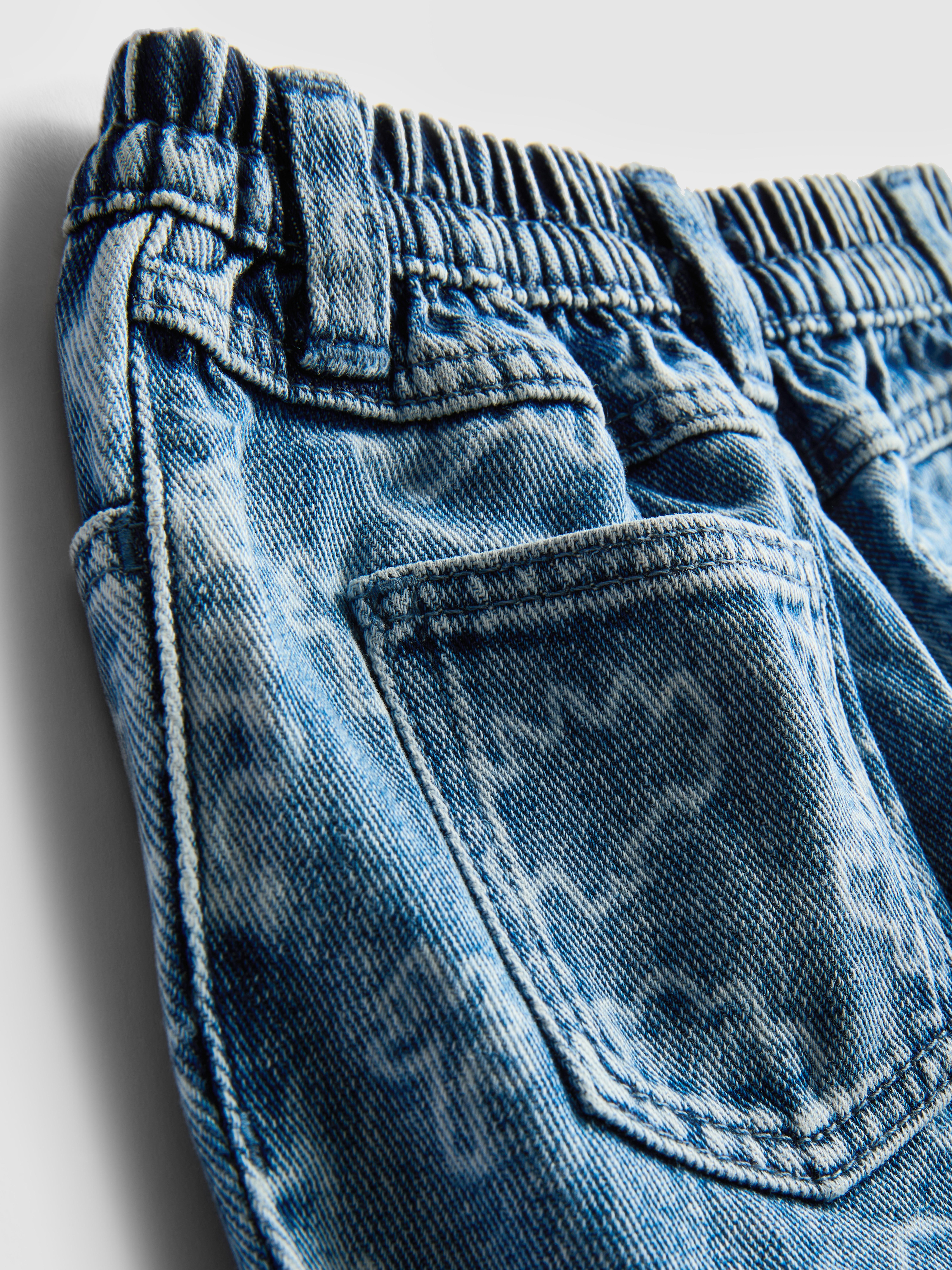 Baby Boys Mid Blue 0-36mths | Dinosaur Laser Print Paperbag Jeans