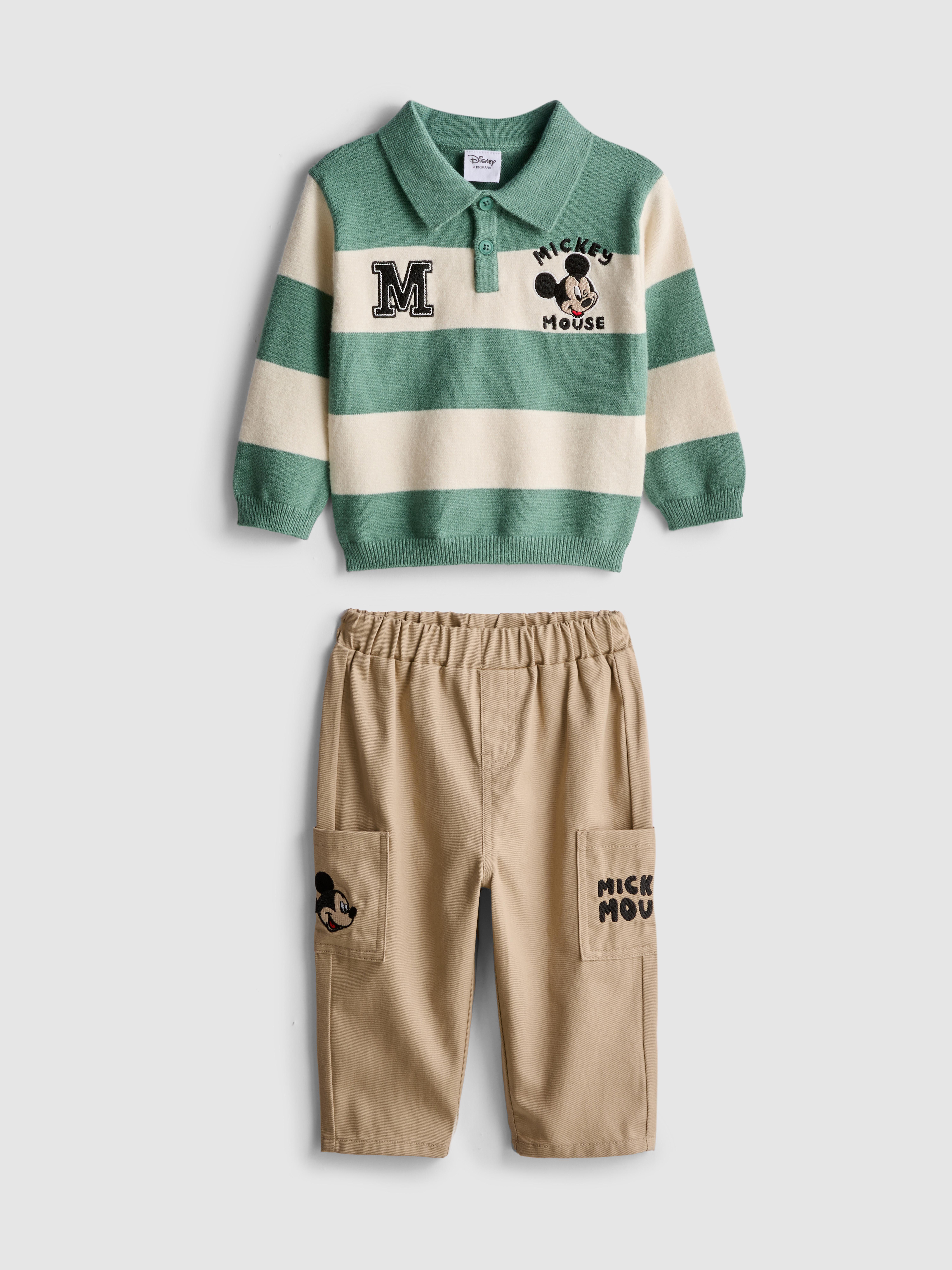 0-36mths | Disney’s Mickey Mouse Rugby Shirt and Cargo Trousers Set