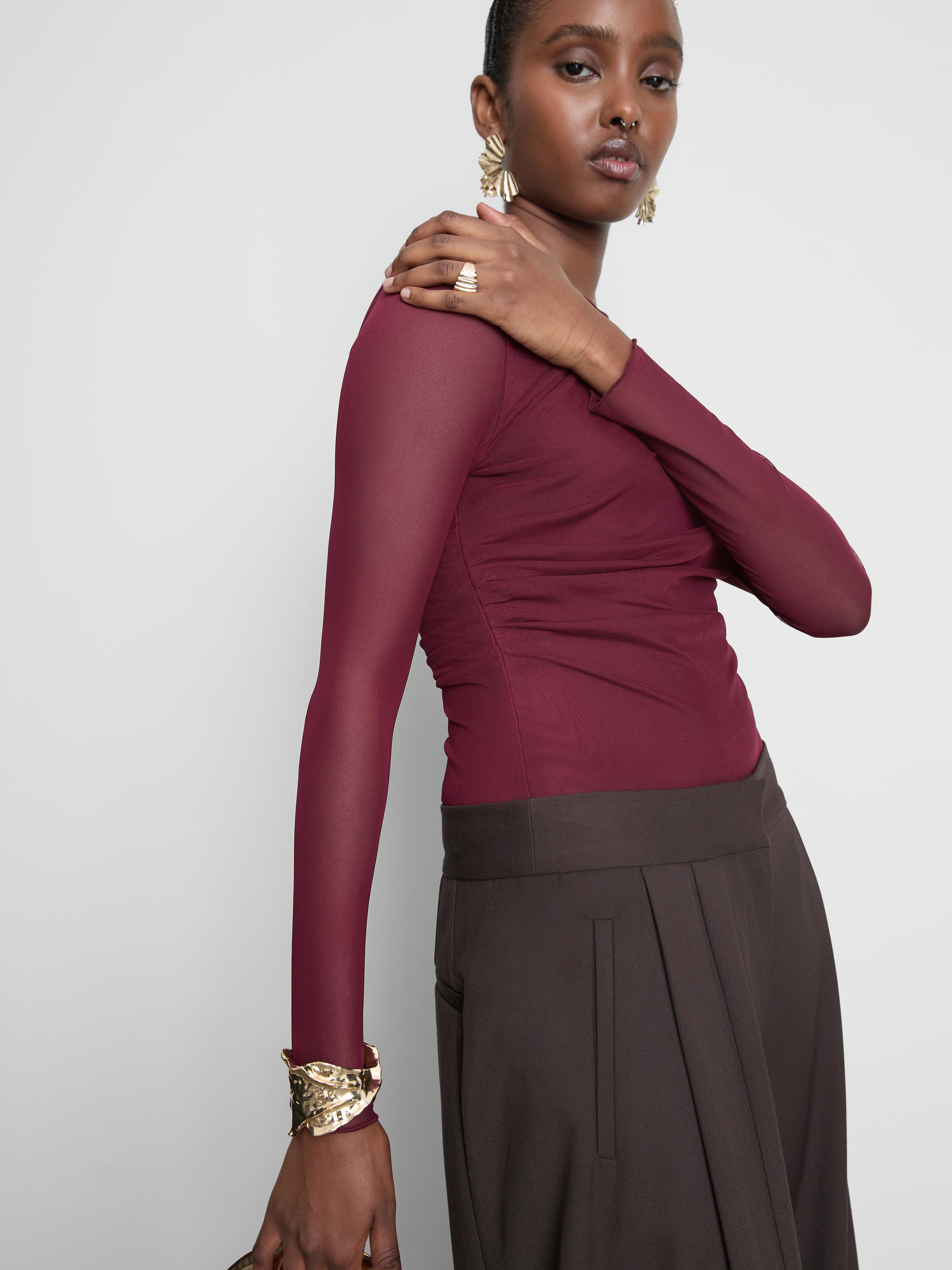 Ruched Mesh Bodysuit