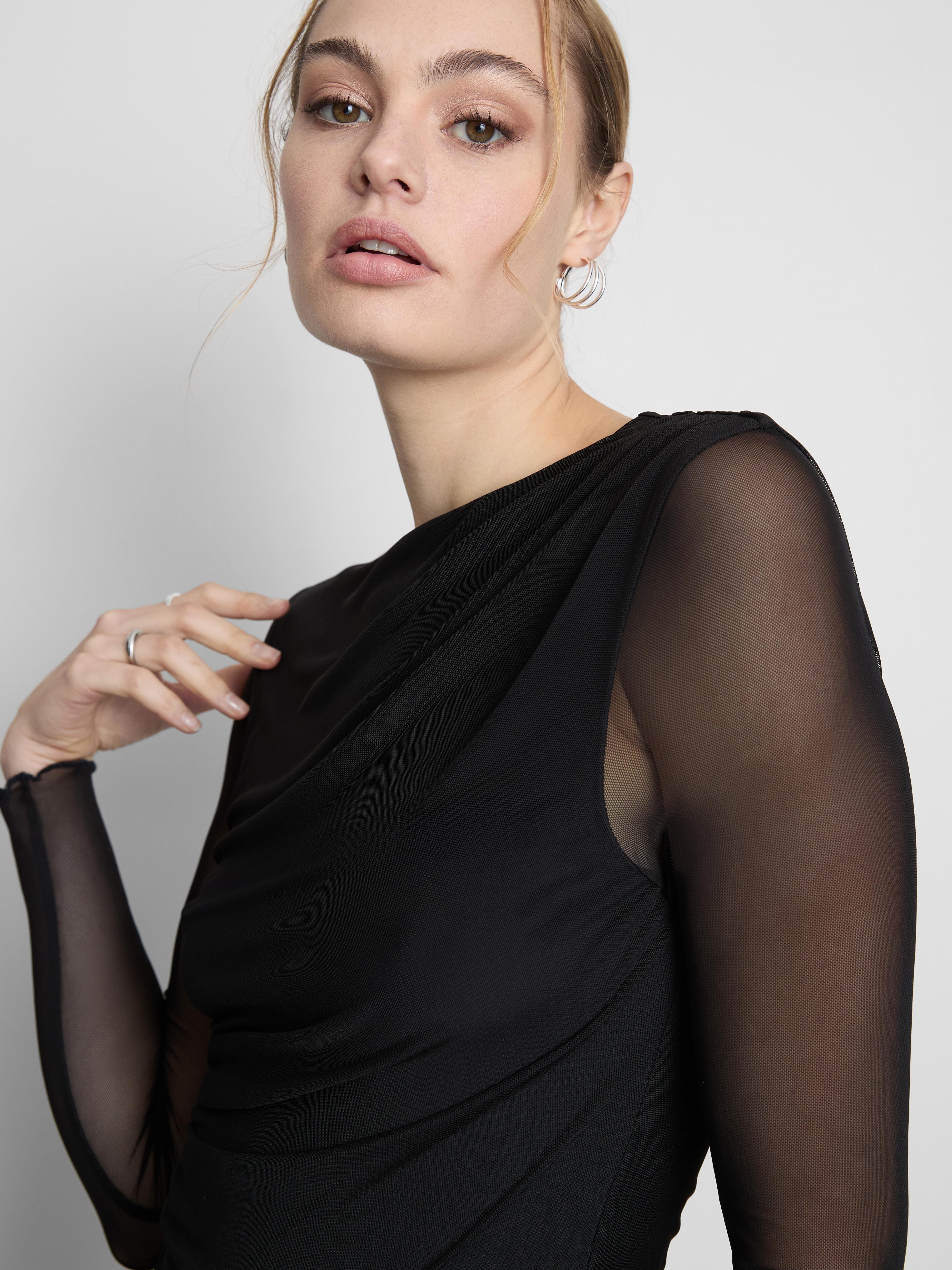 Ruched Mesh Bodysuit