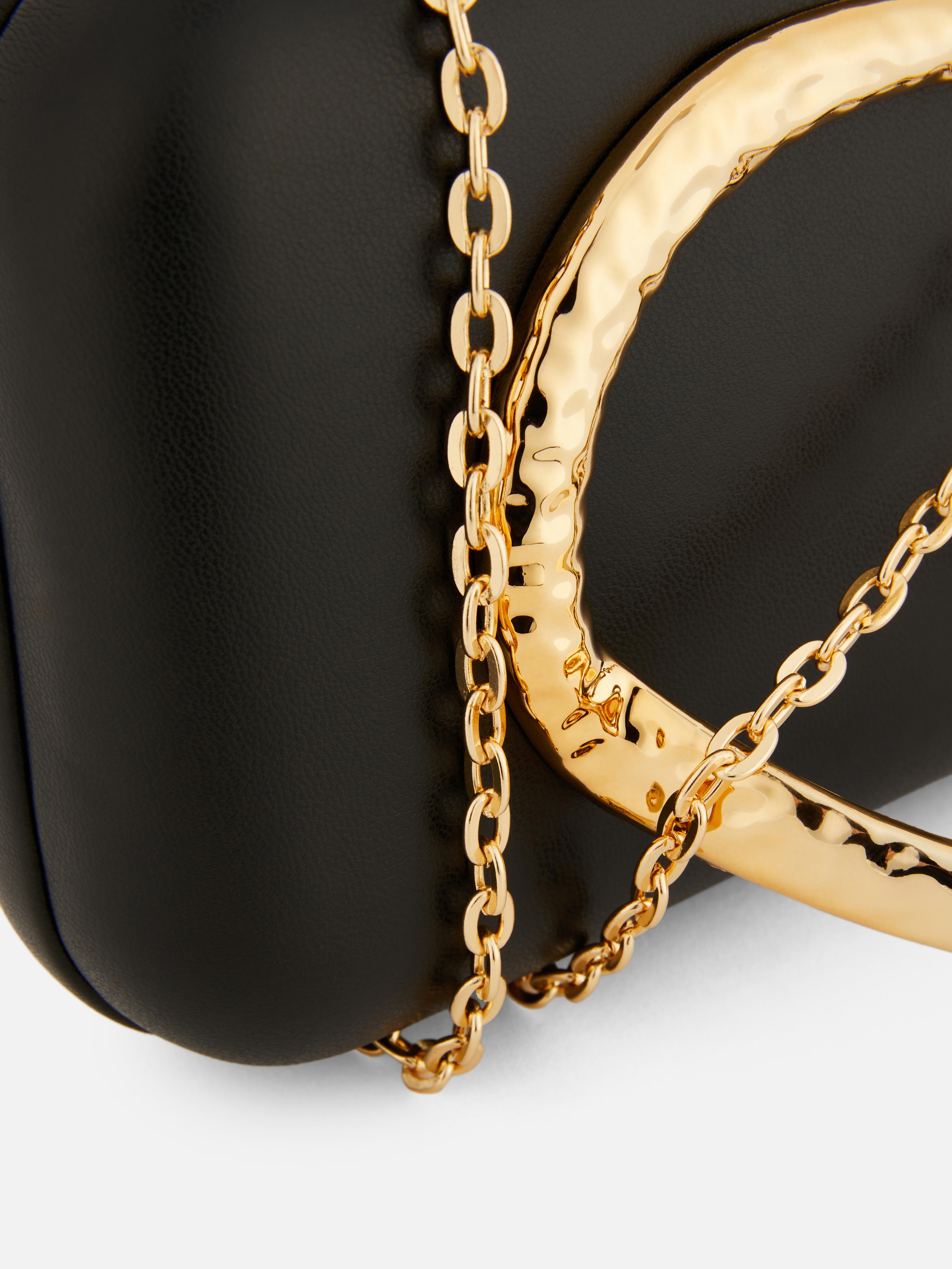 Metallic Detail Hard Shell Clutch Bag