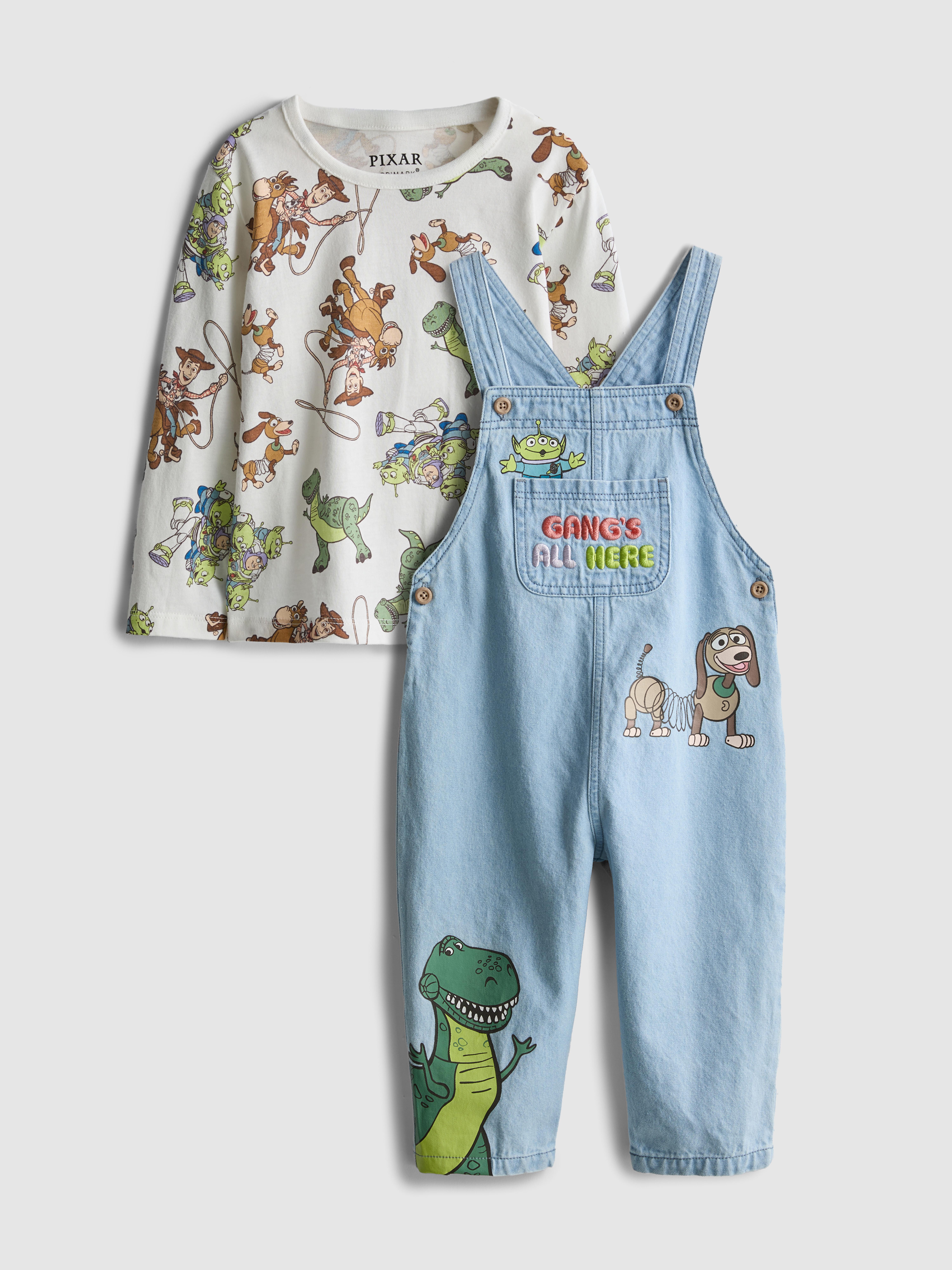 Baby Boys Mid Blue 0-36mths | Disney Pixar’s Toy Story Long Sleeve T-Shirt and Denim Overalls Set