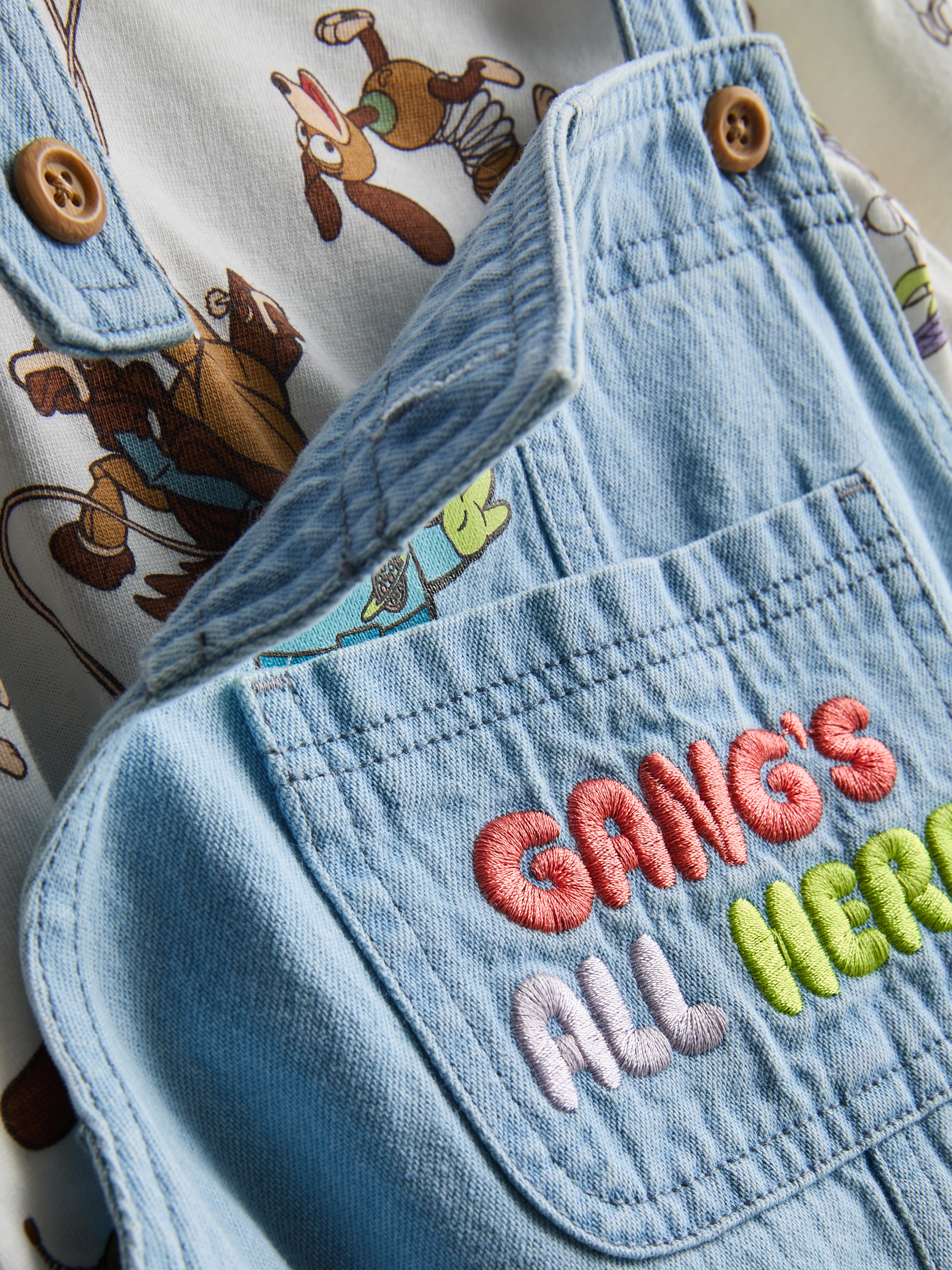 Baby Boys Mid Blue 0-36mths | Disney Pixar’s Toy Story Long Sleeve T-Shirt and Denim Overalls Set