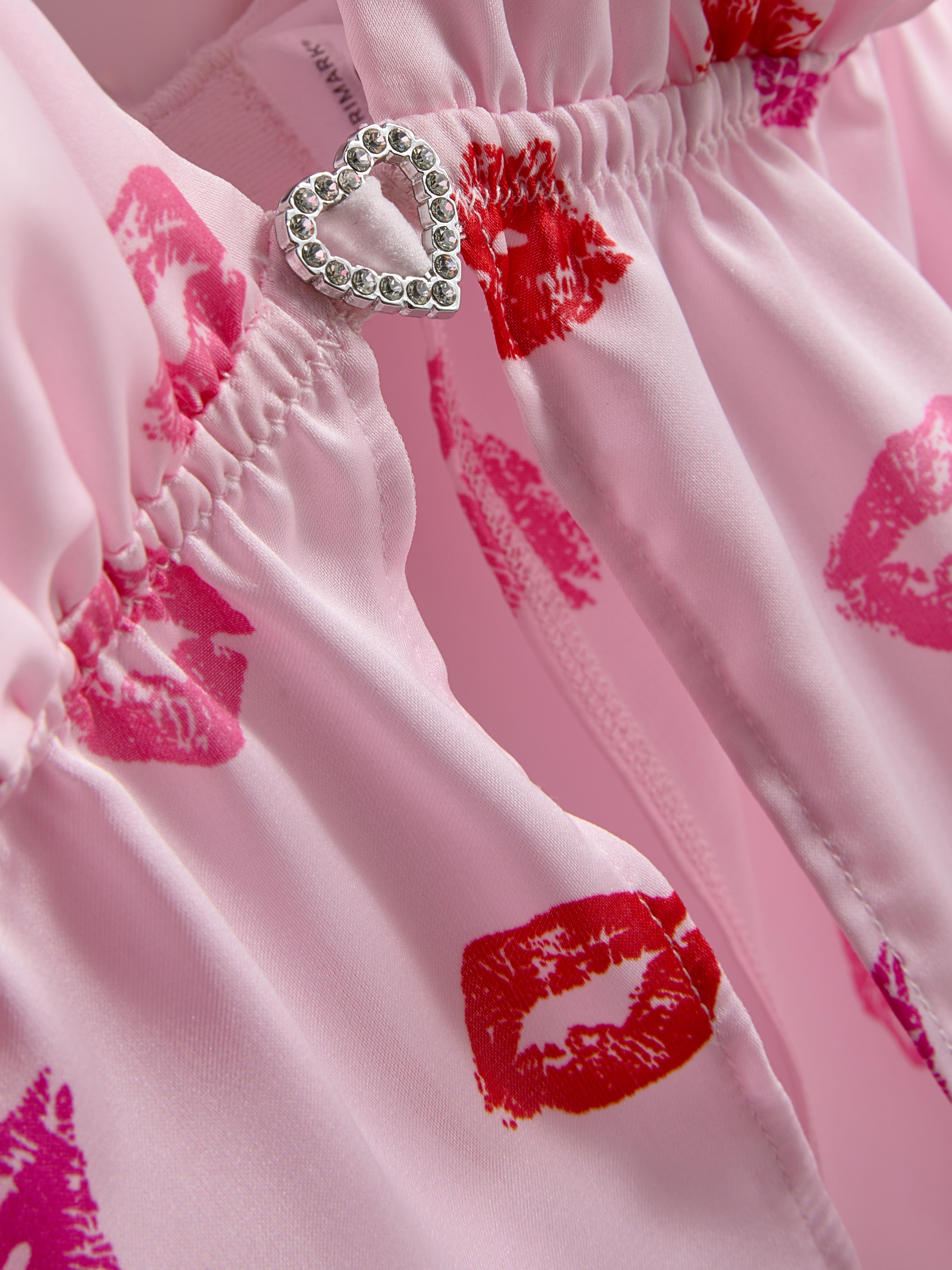 Womens Pink Lipstick Print Floaty Bralette | Primark