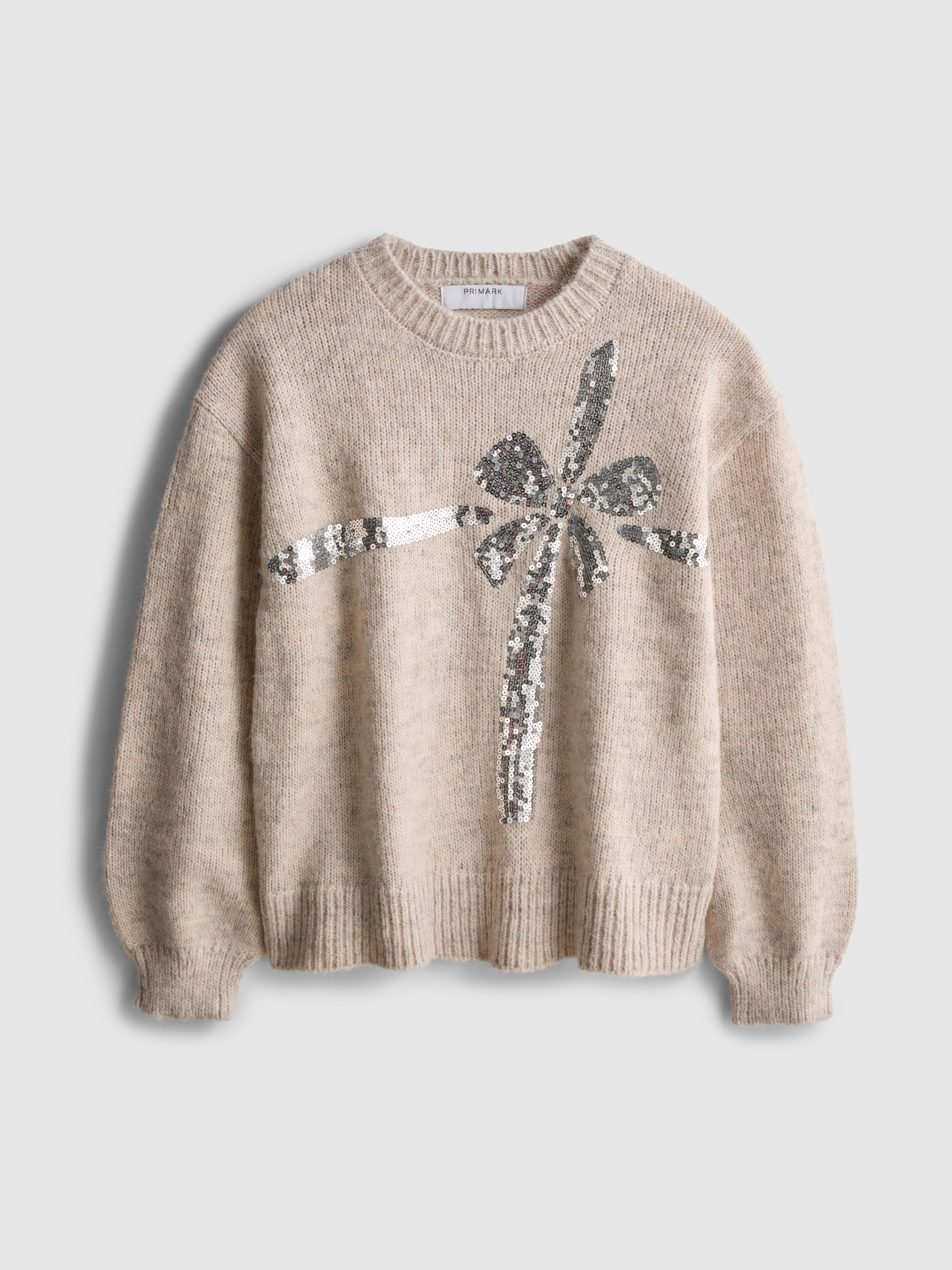 Christmas Sequin Bow Jumper
