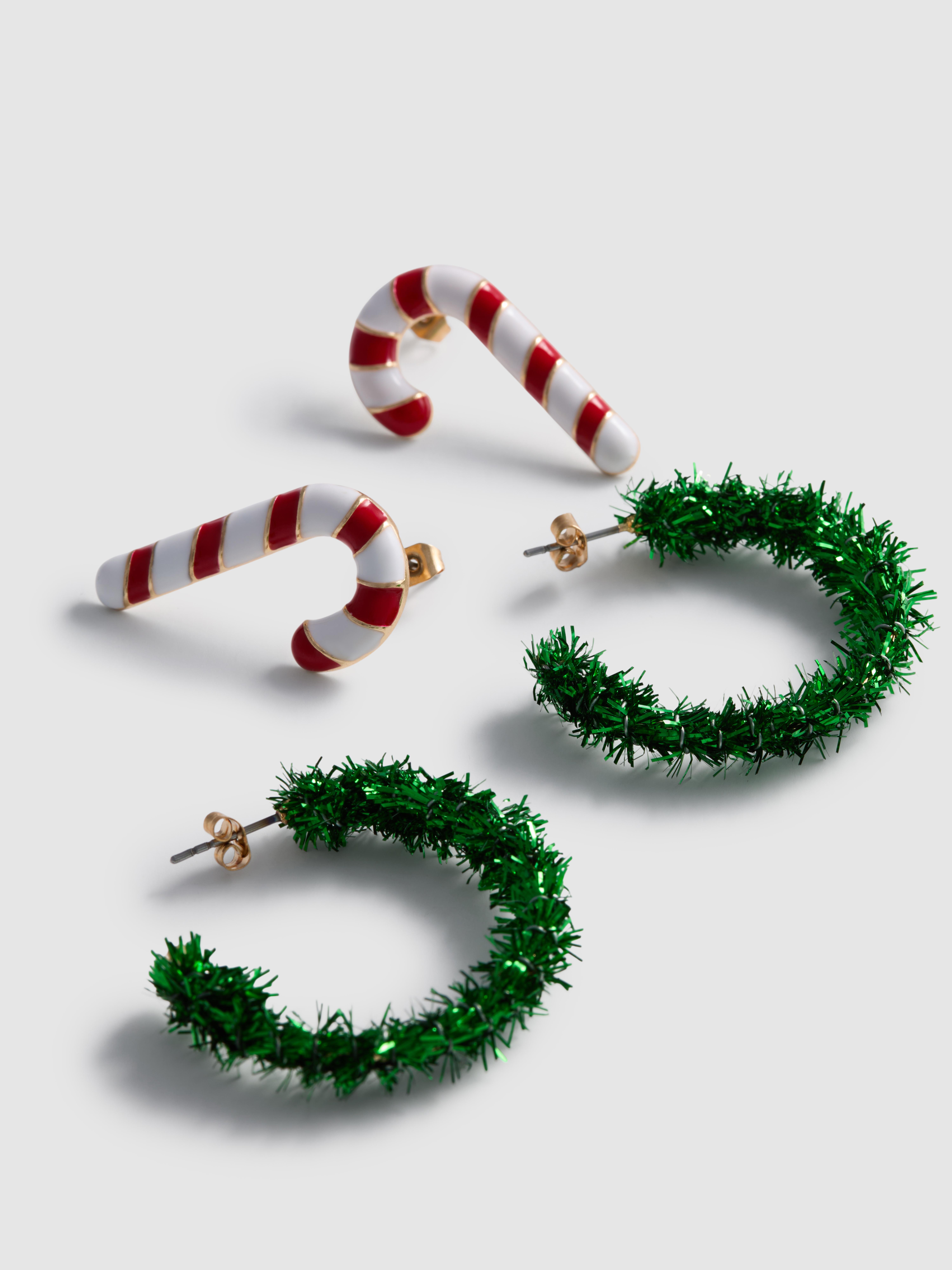 Weihnachtliche Creolen, 2er-Pack