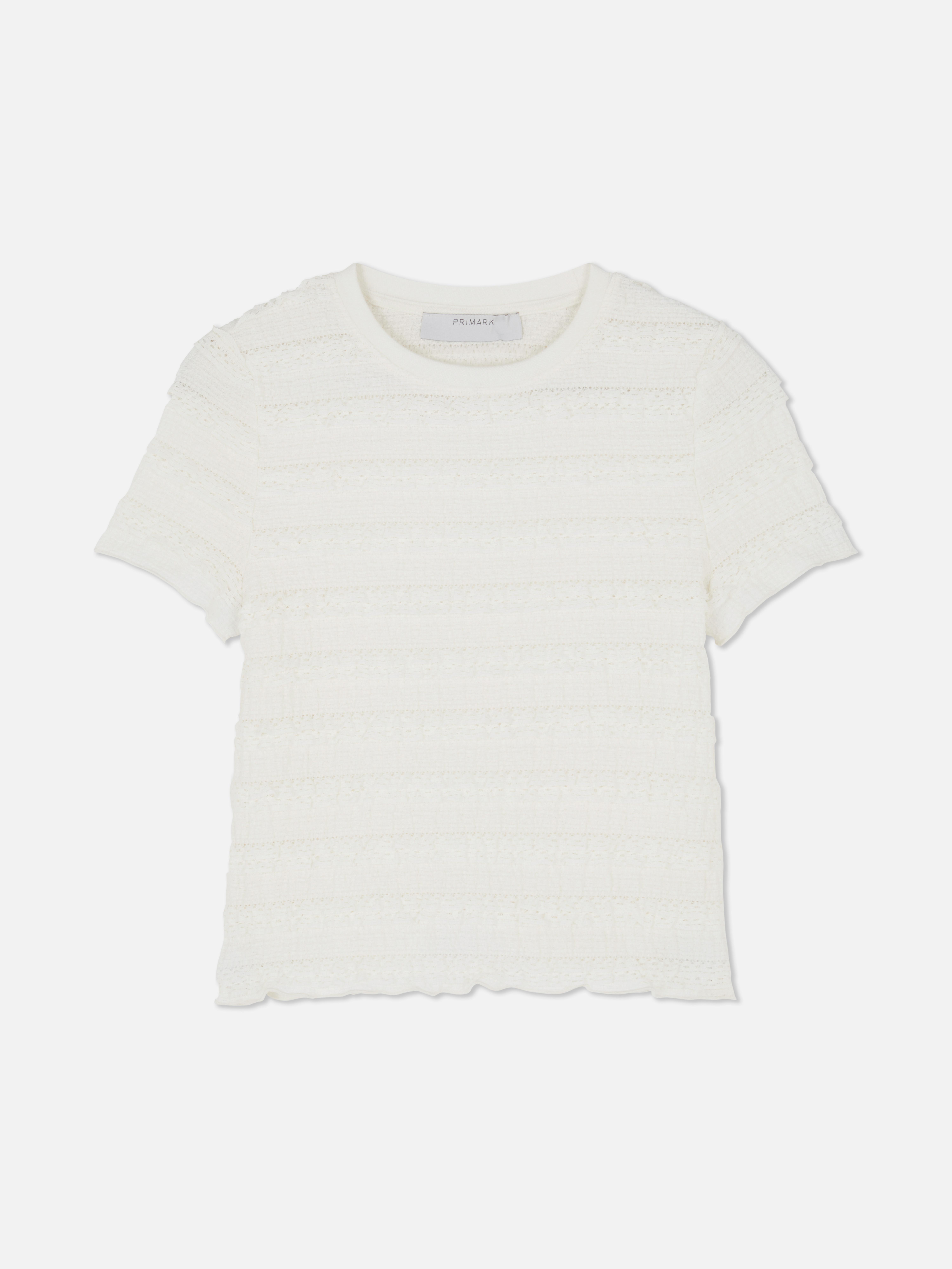 Camiseta fruncida de encaje