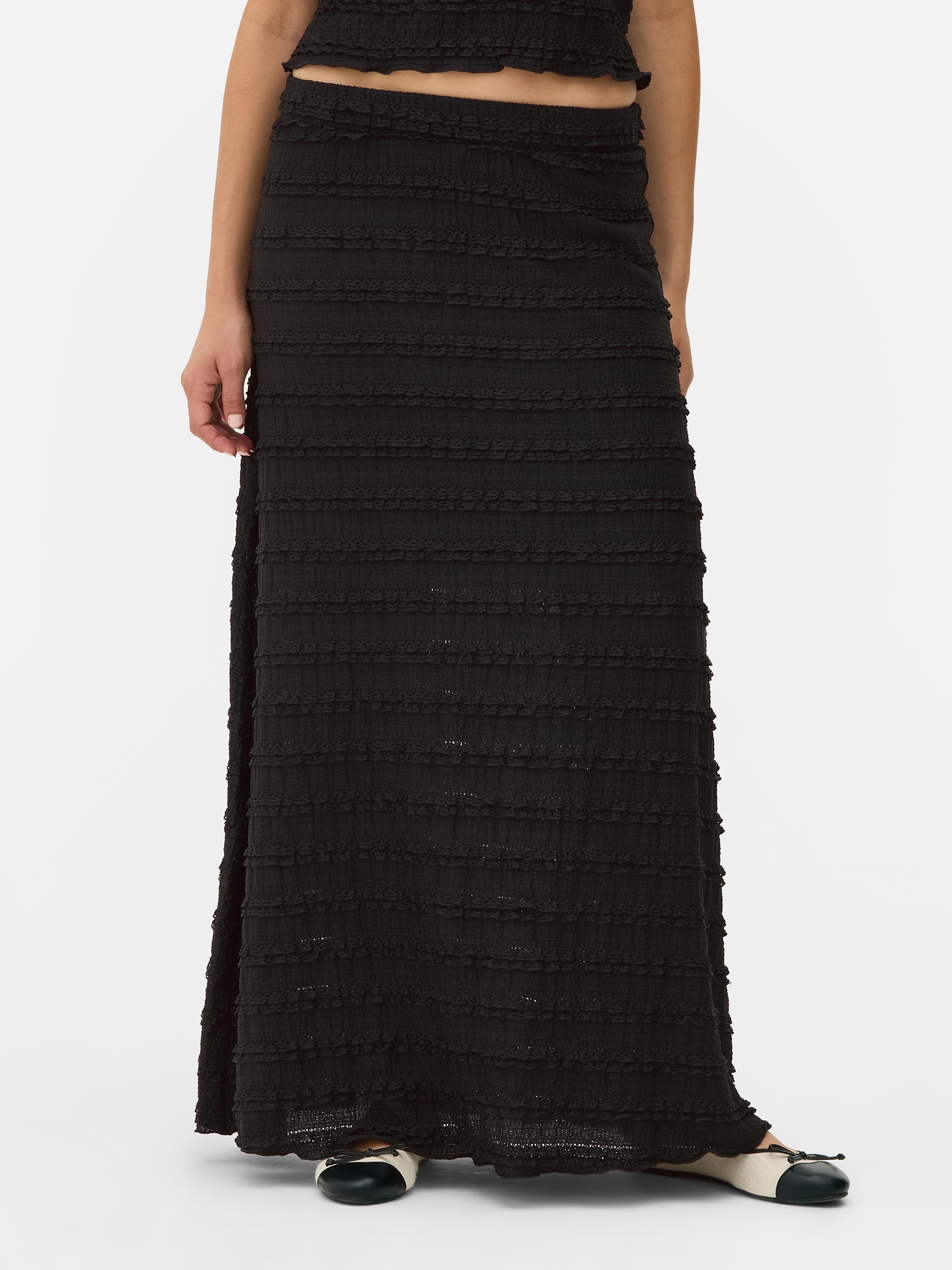 Women's Black Sheer Lace Maxi Skirt | Primark