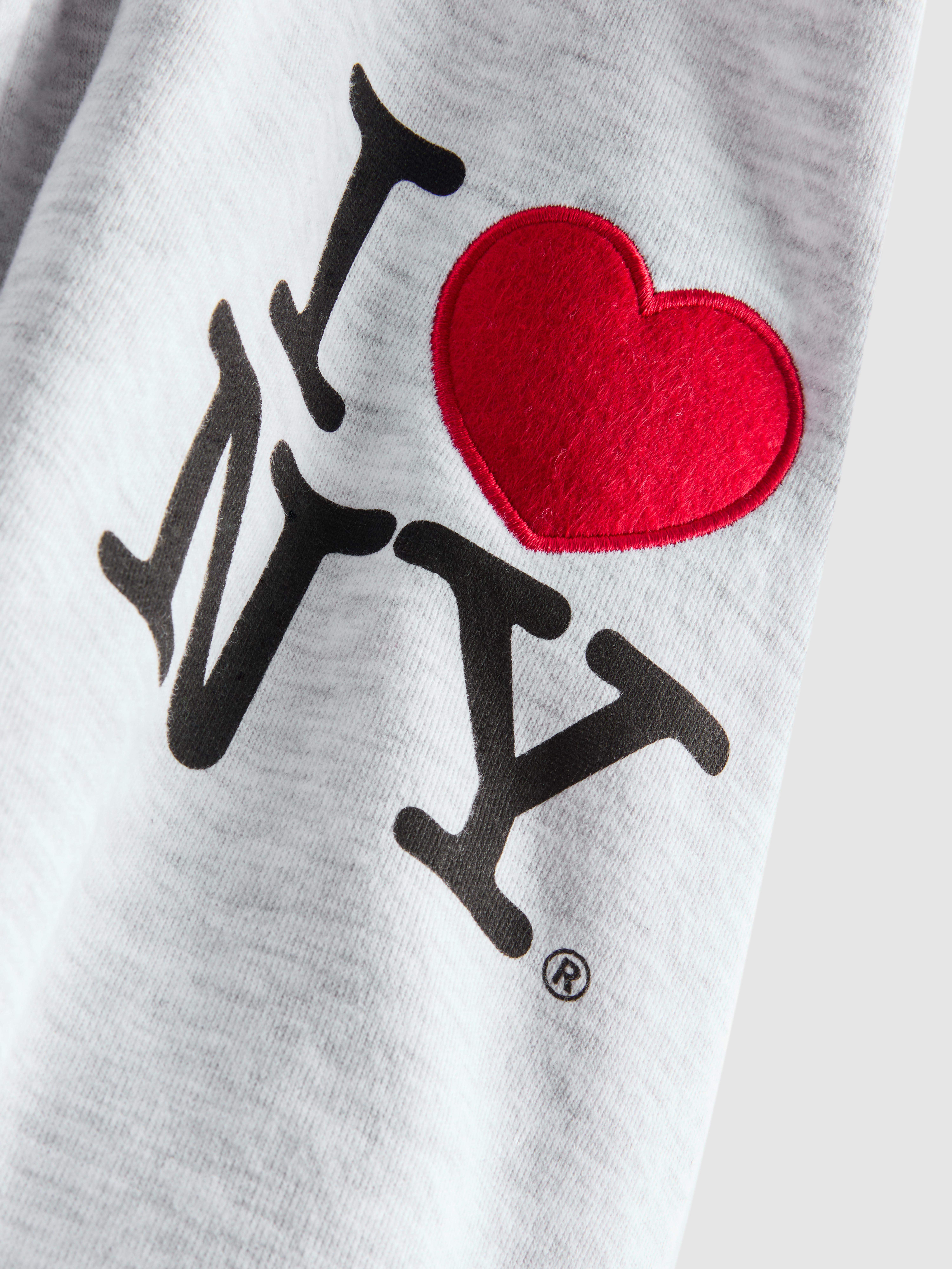 Women's Gray I Love NY Oversized Zip-Up Hoodie