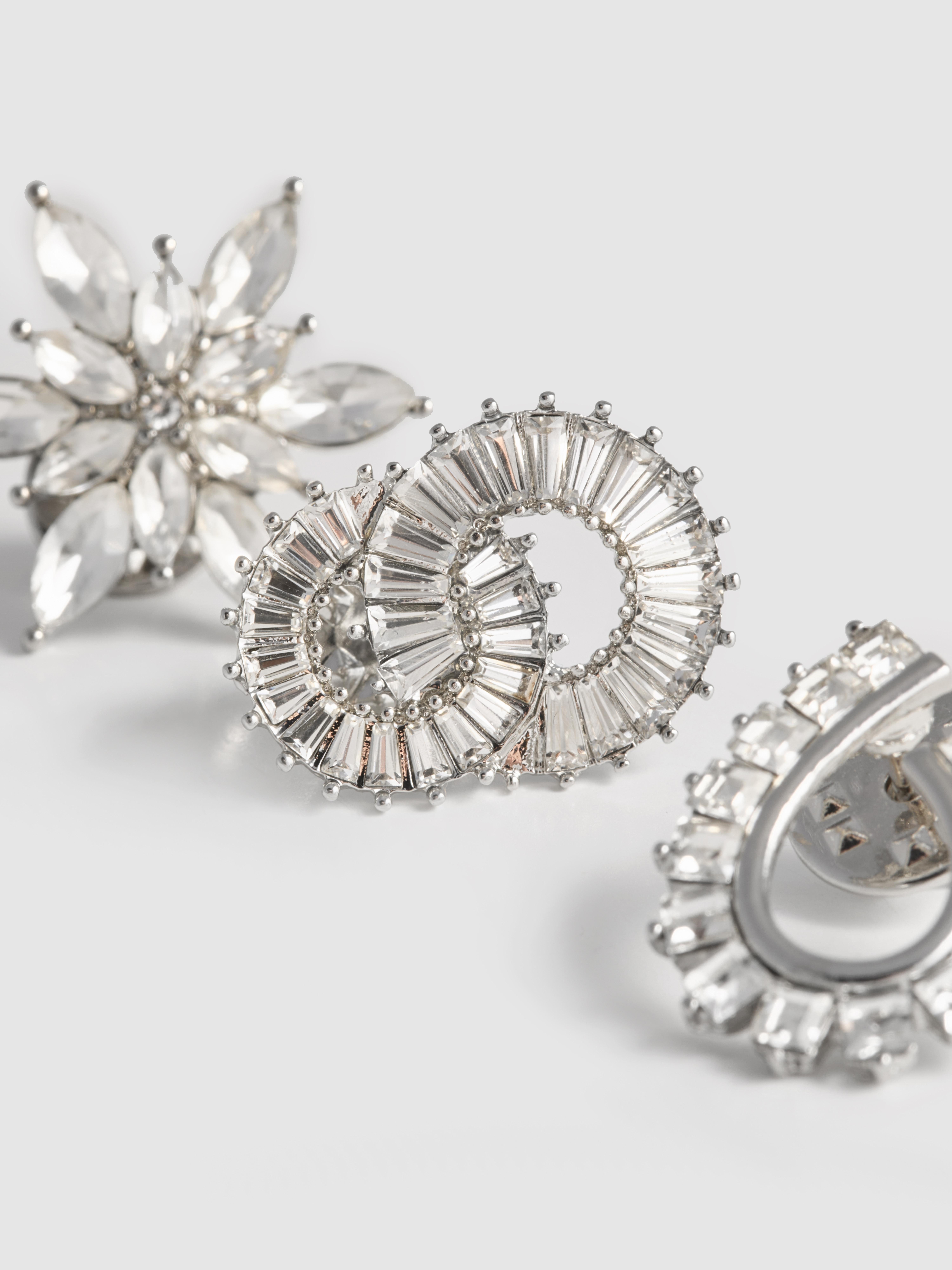 3pk Diamanté Brooches