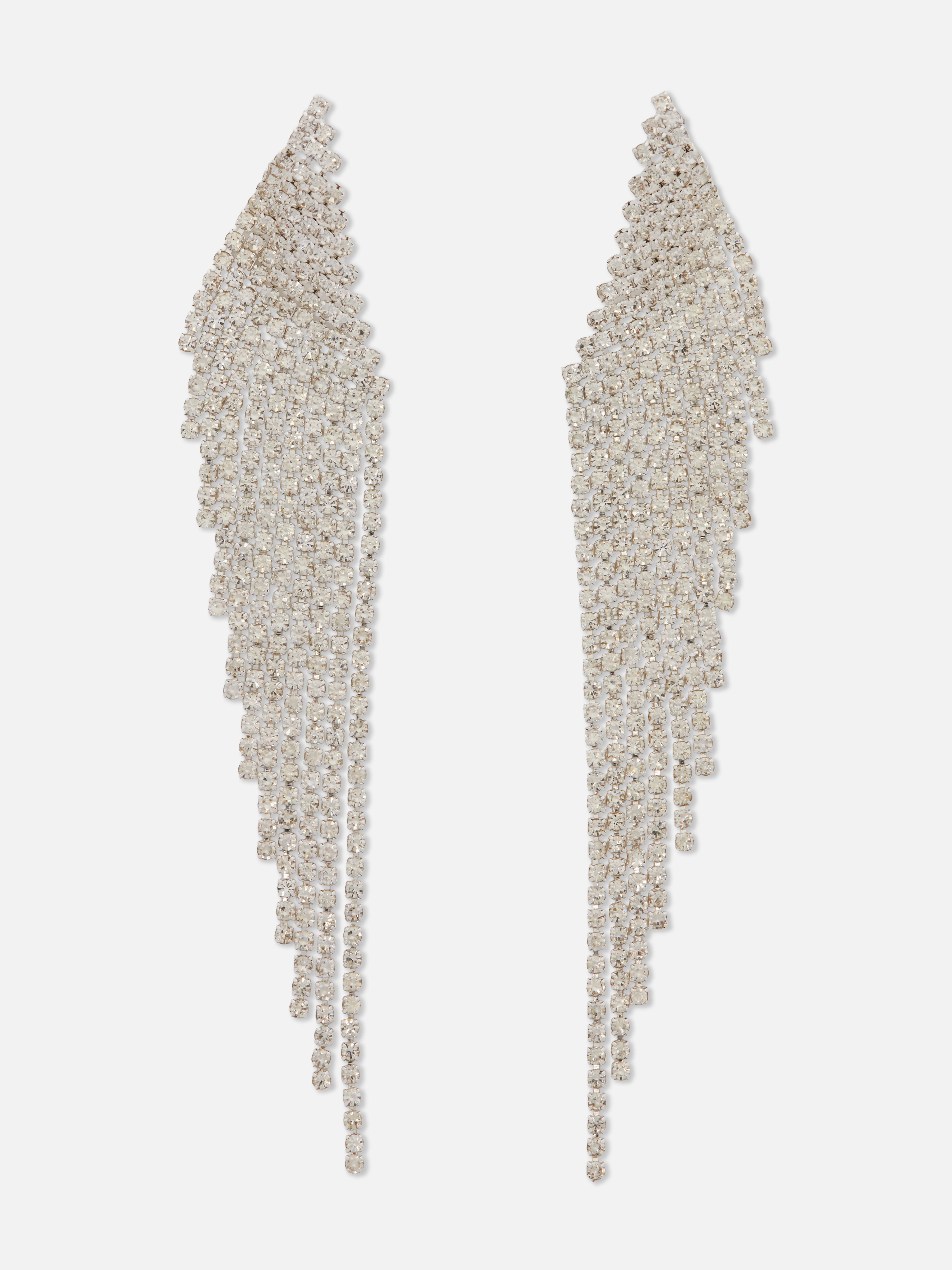 Pendants d'oreilles en cascade à strass