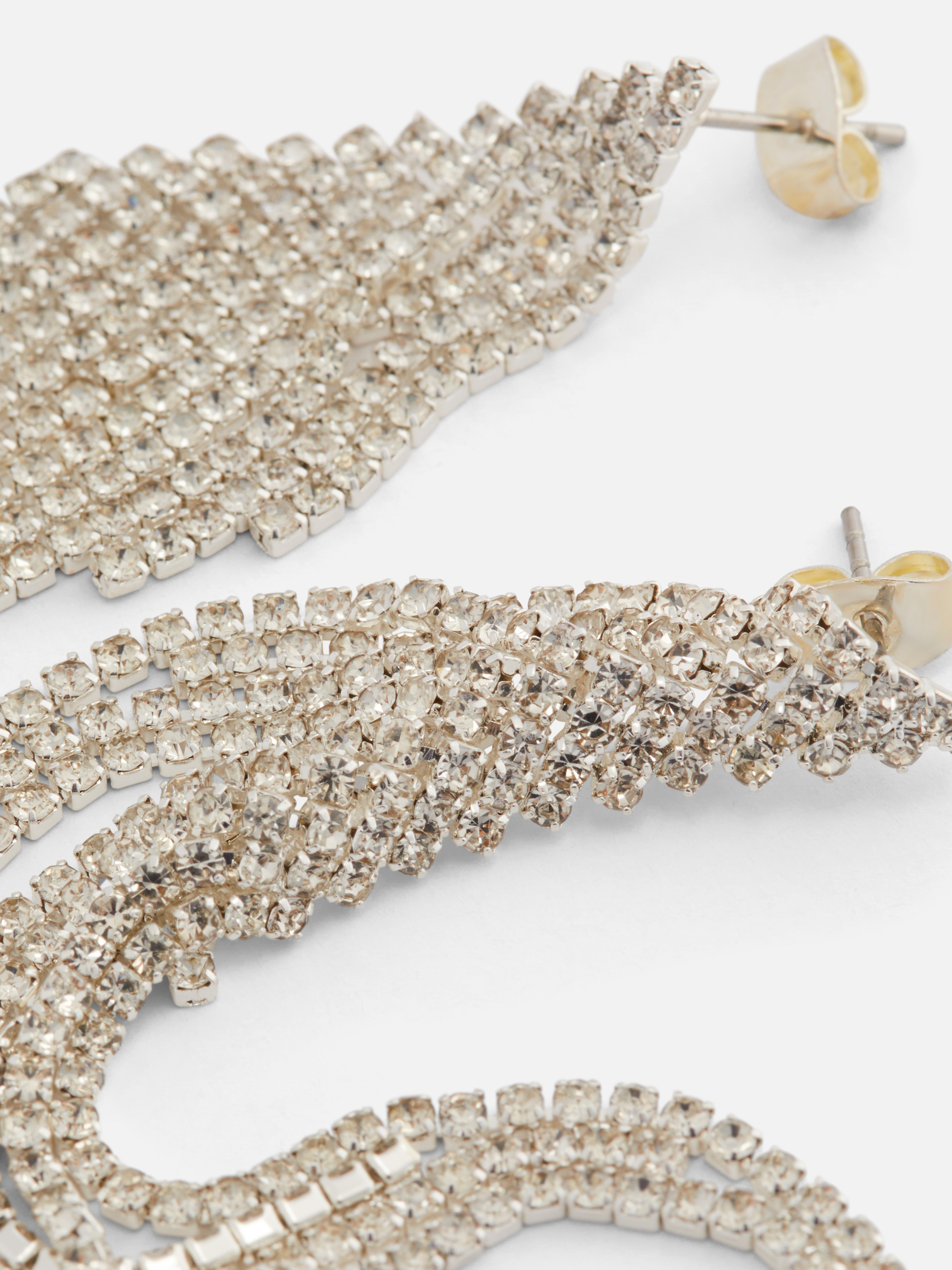 Pendants d'oreilles en cascade à strass