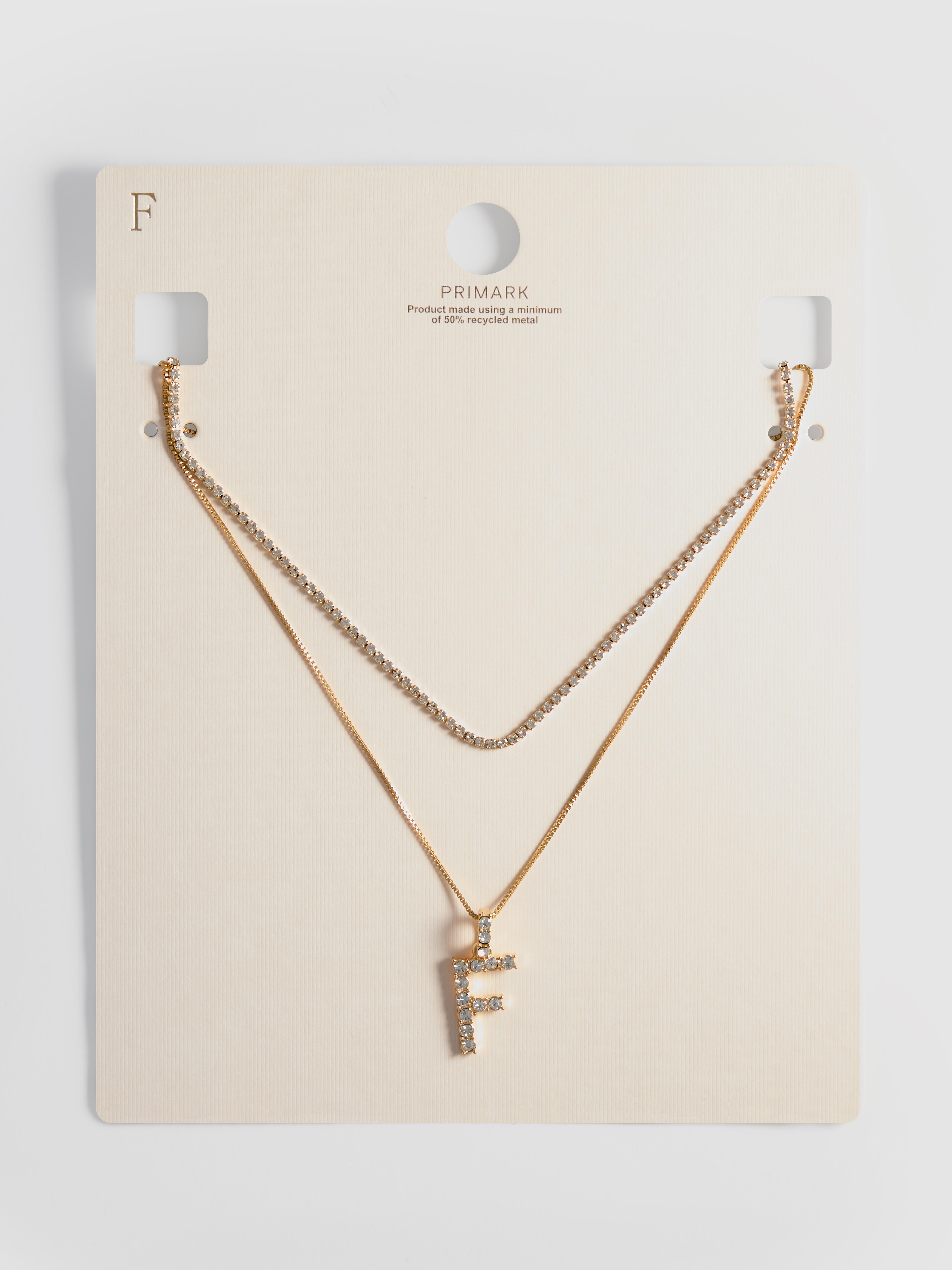 Diamanté Two Chain Initial Necklace