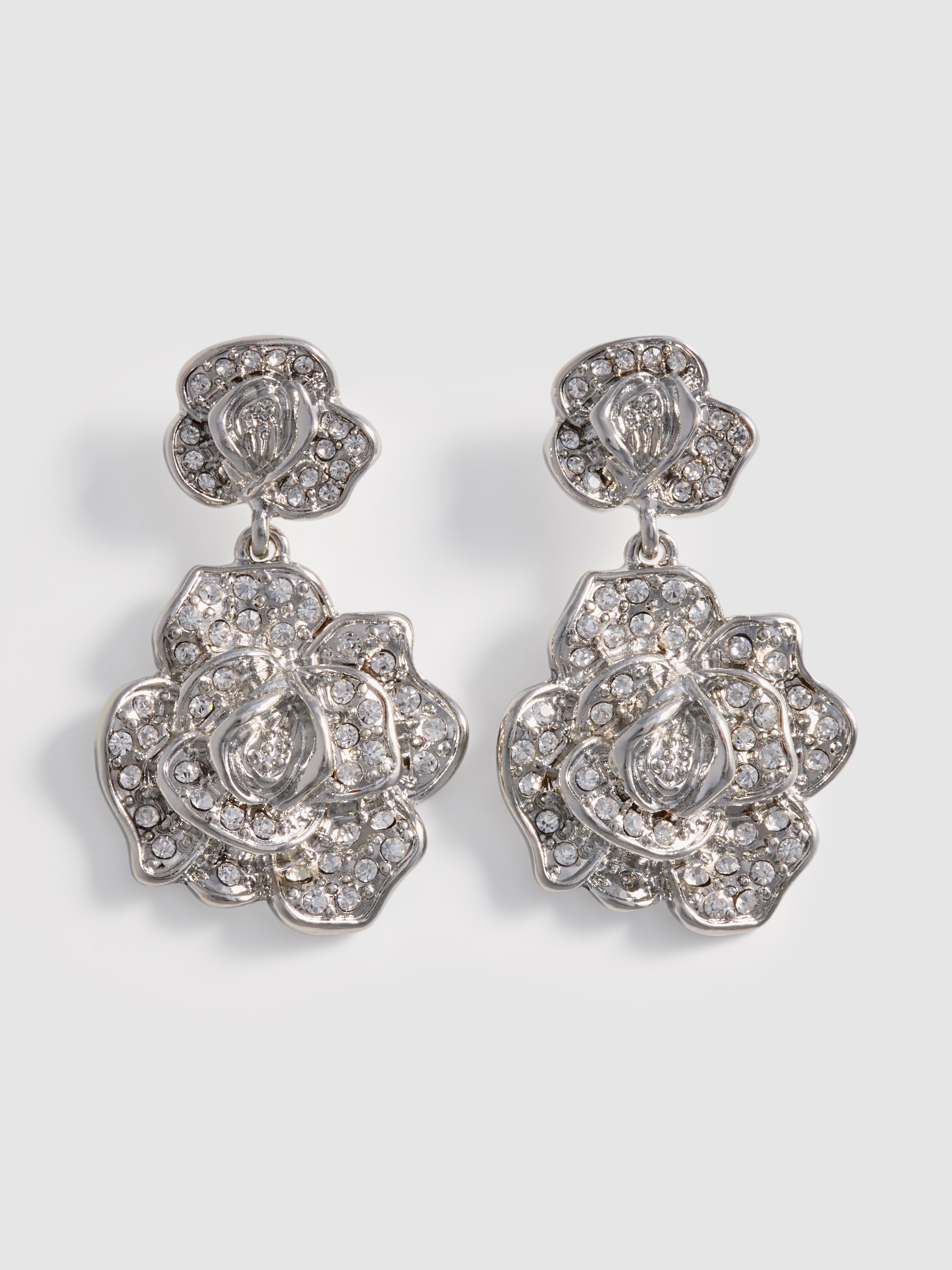 Orecchini pendenti floreali con strass