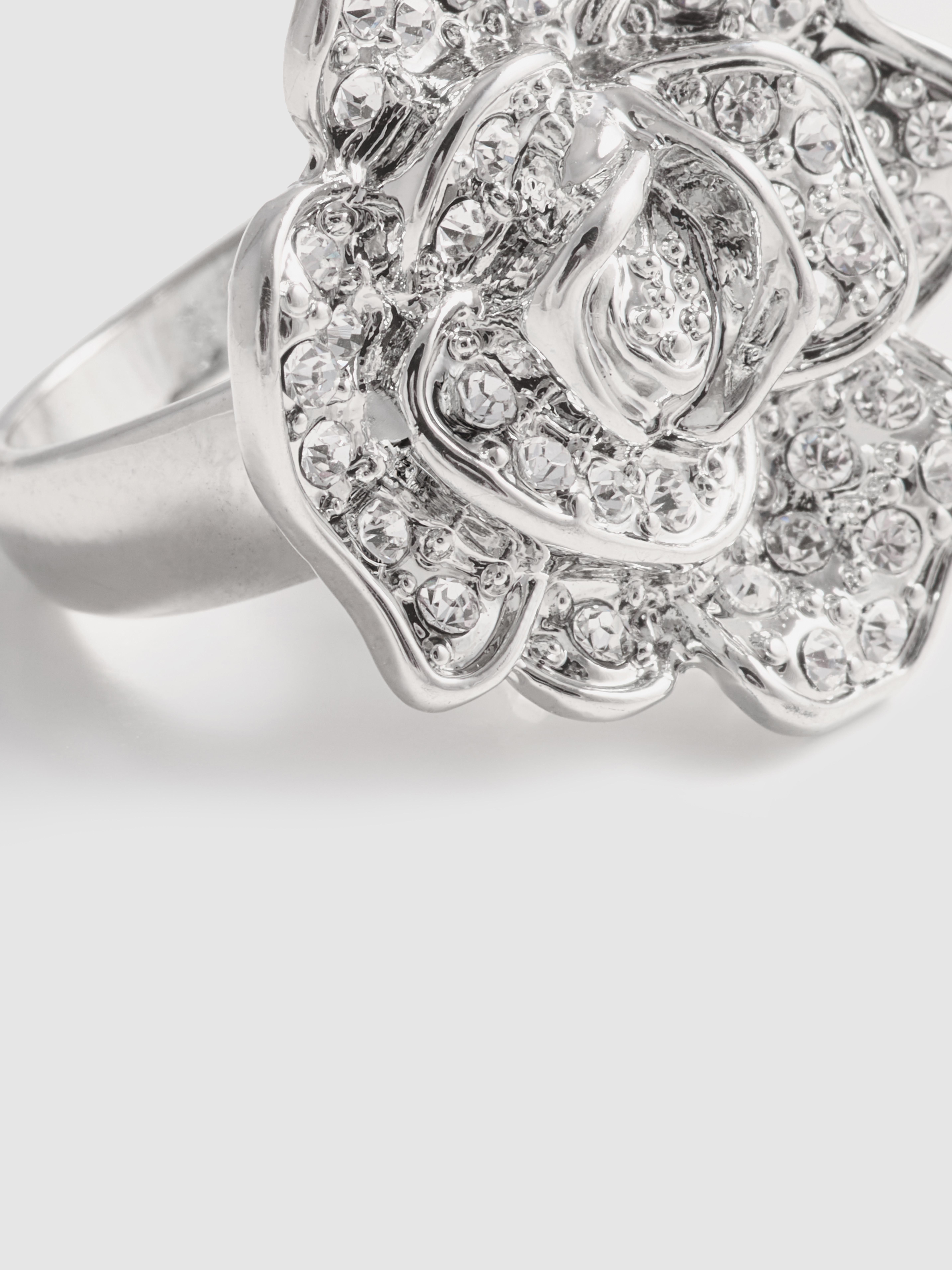 Floral Diamanté Ring