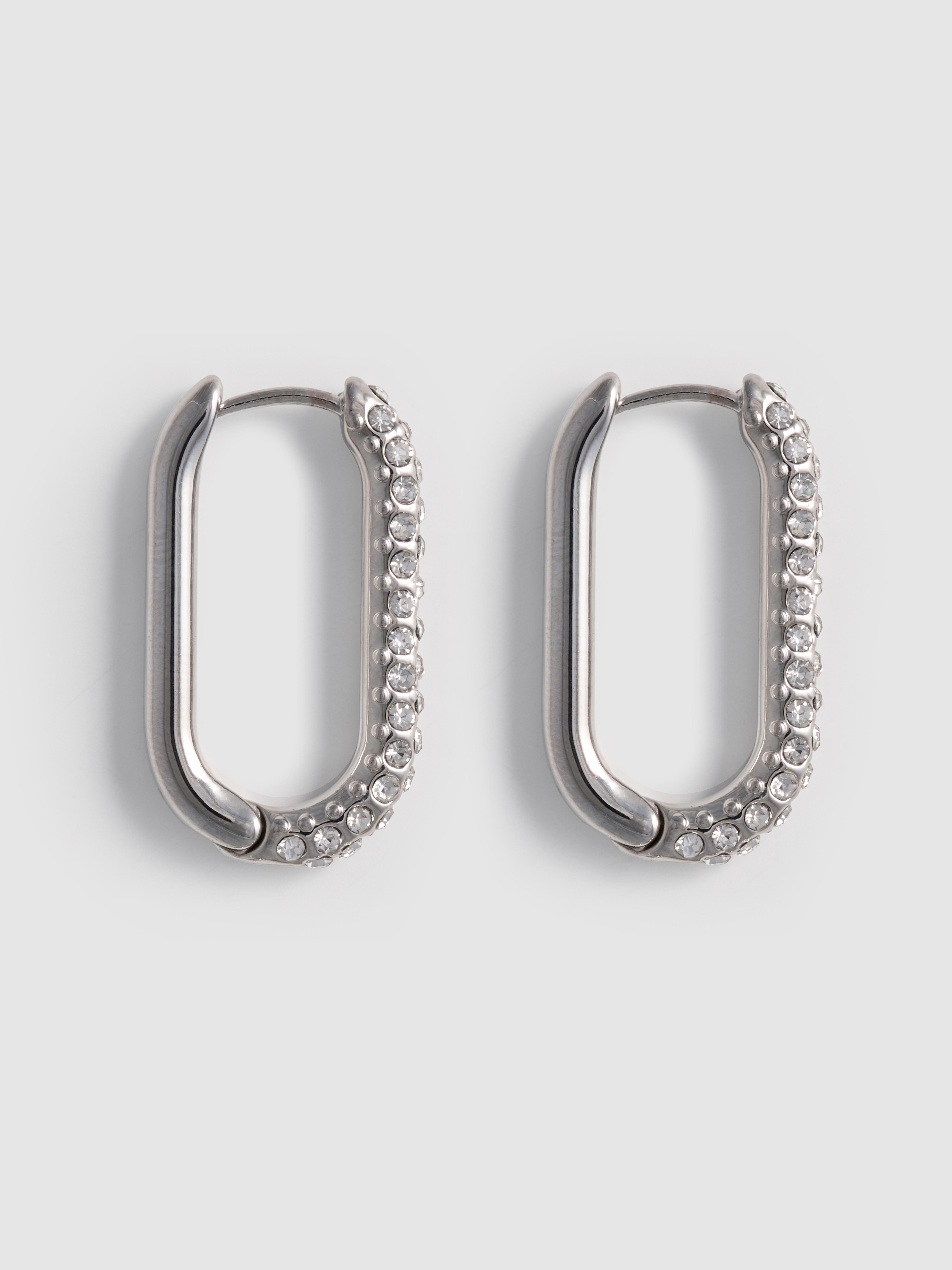 Boucles d'oreilles rectangulaires à strass