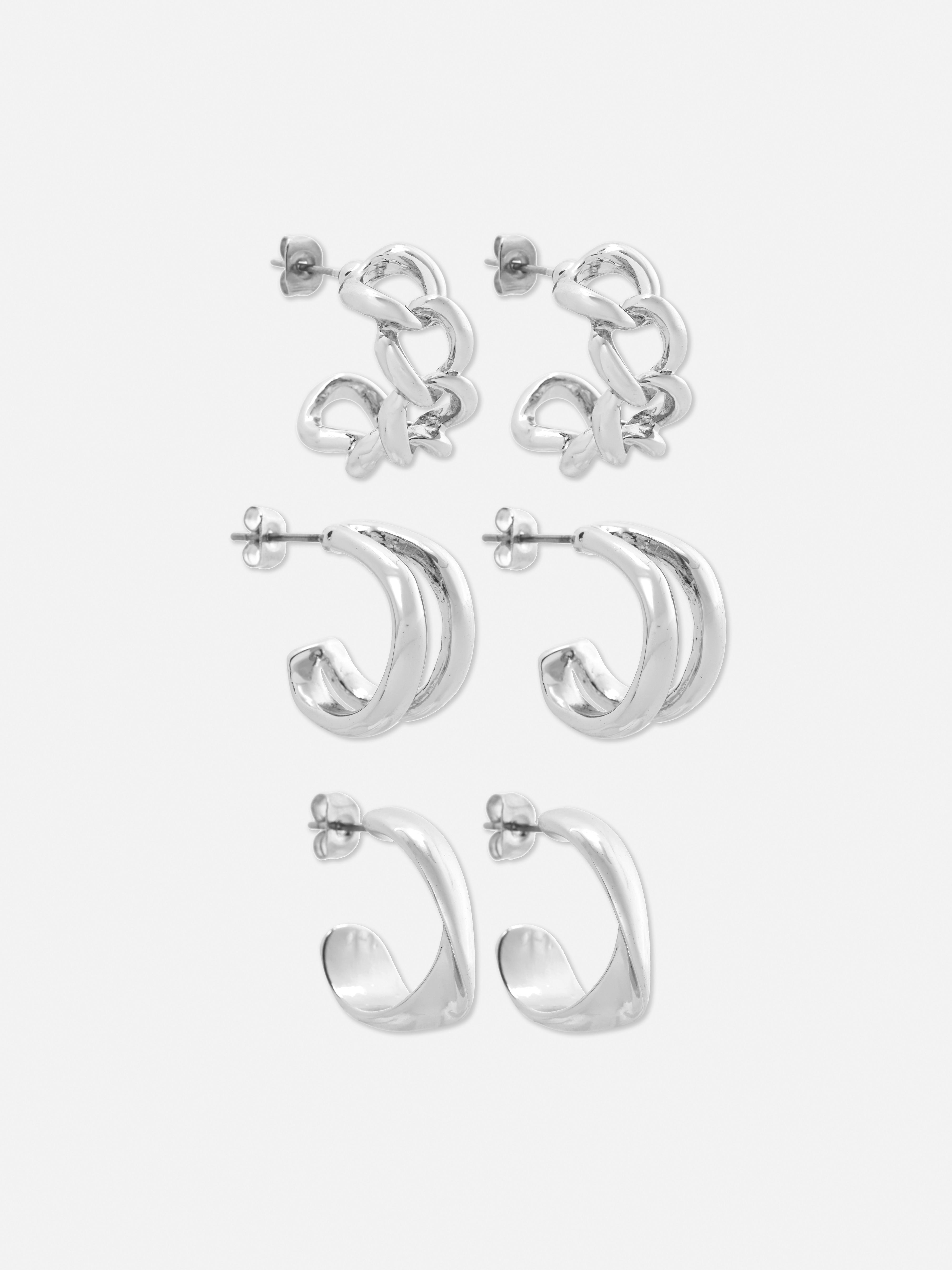 6pk The Edit Twist Stud Earrings White