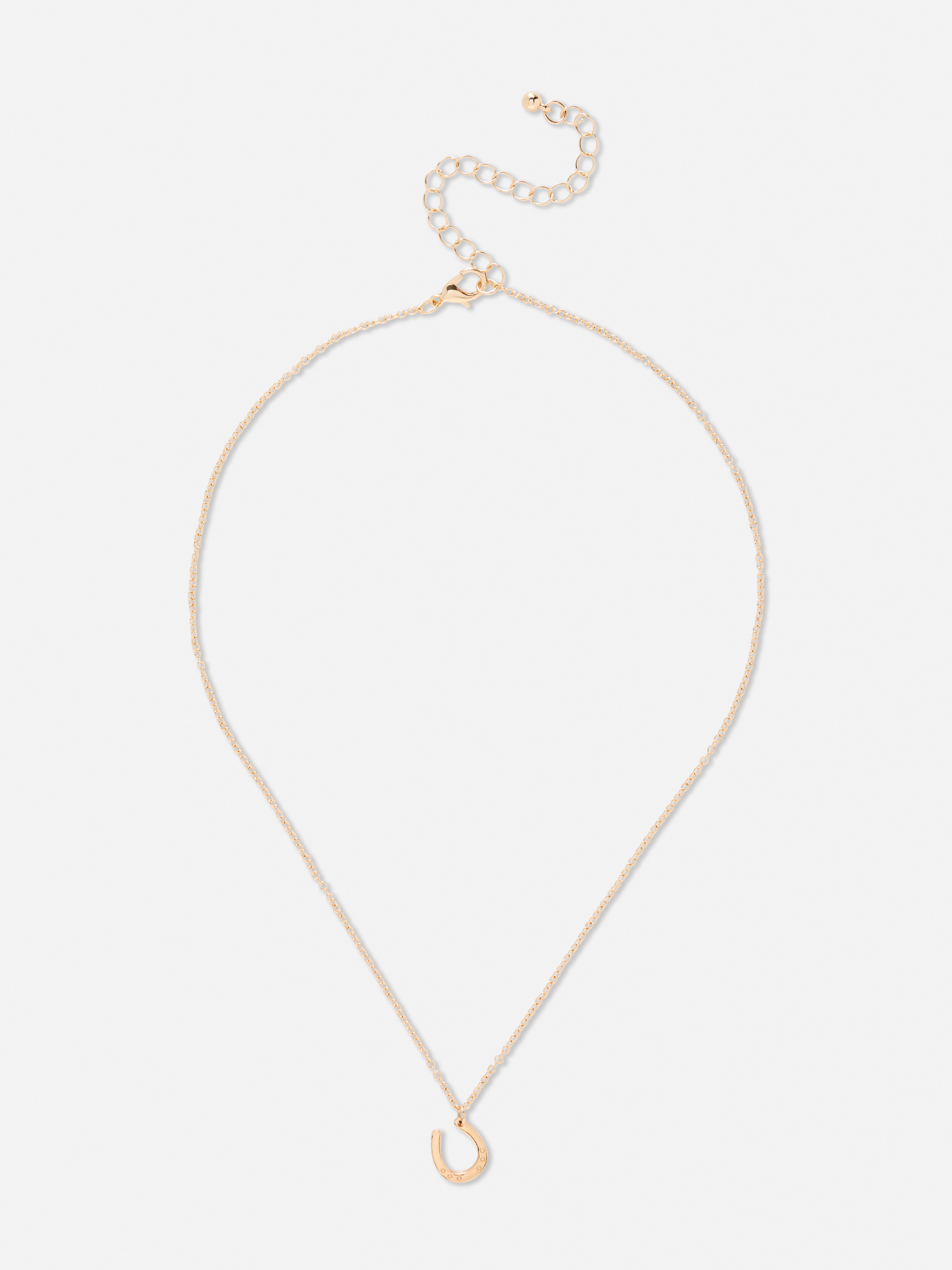 Women’s Horseshoe Necklace – Gold Dipped Luck Pendant – Cubic Zirconia Pave – Wdd – 18 Inch