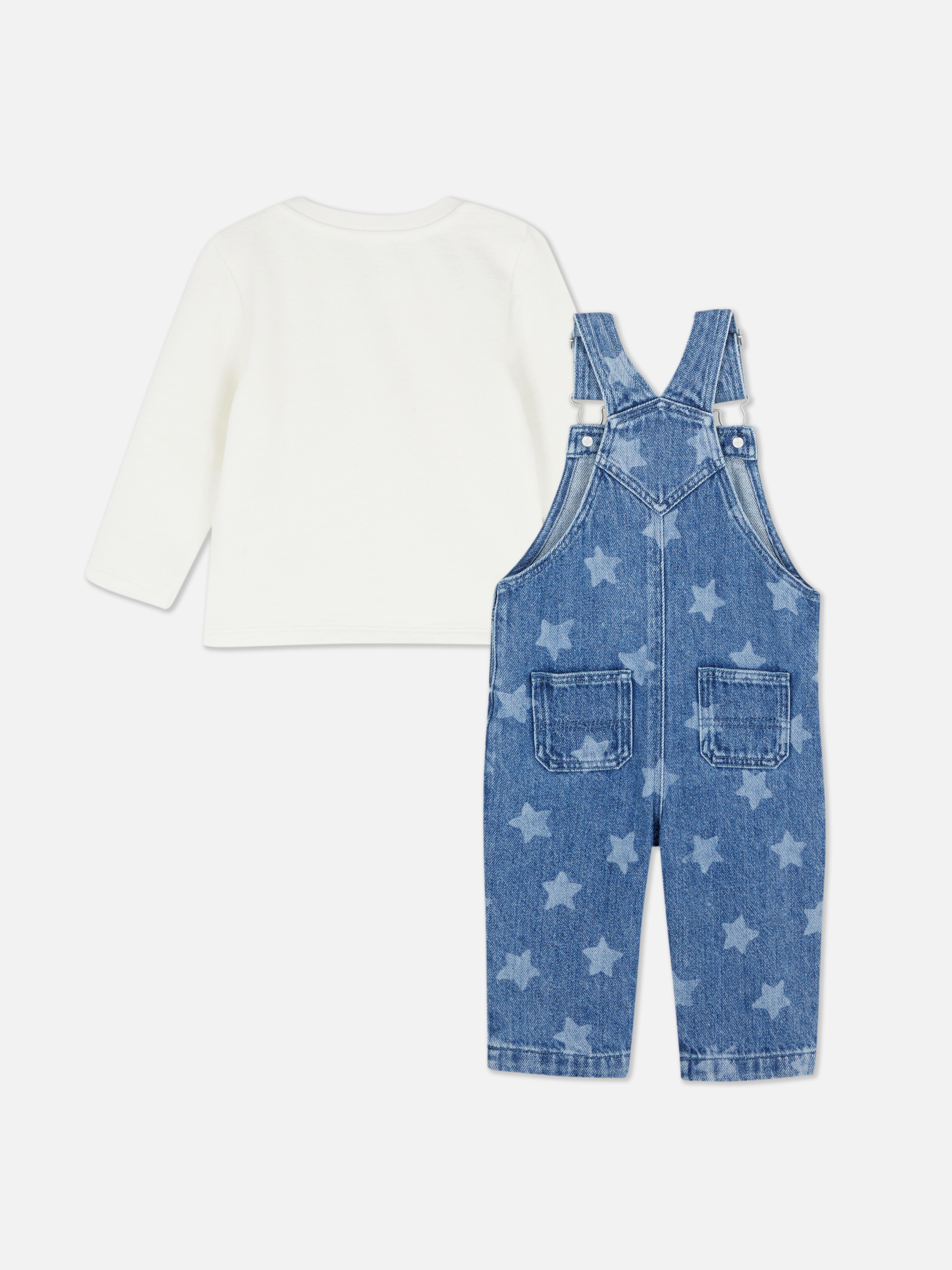 0-36 meses | Camiseta de manga larga y peto denim