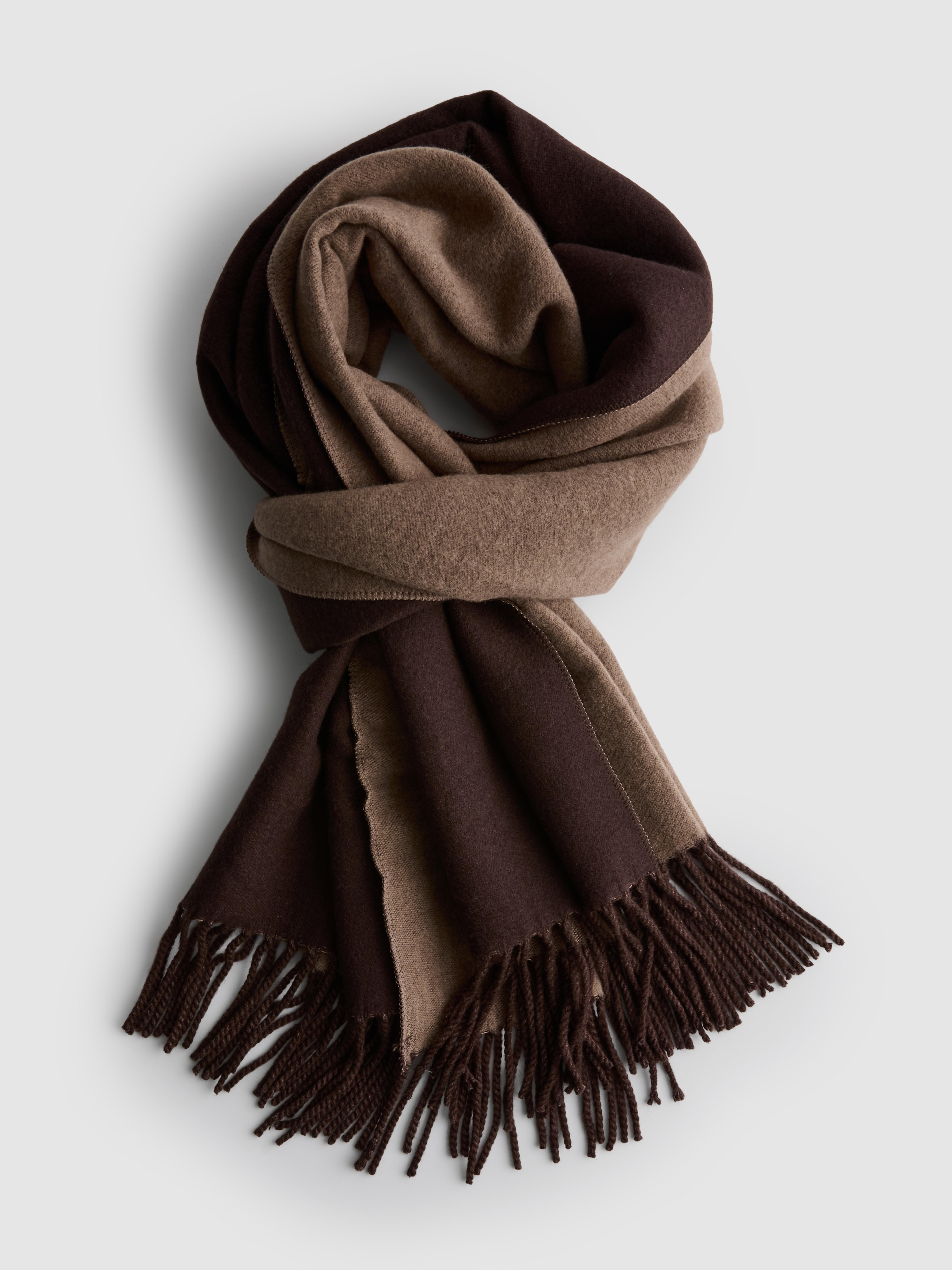 Tassel Two-Tone Scarf Chocolate