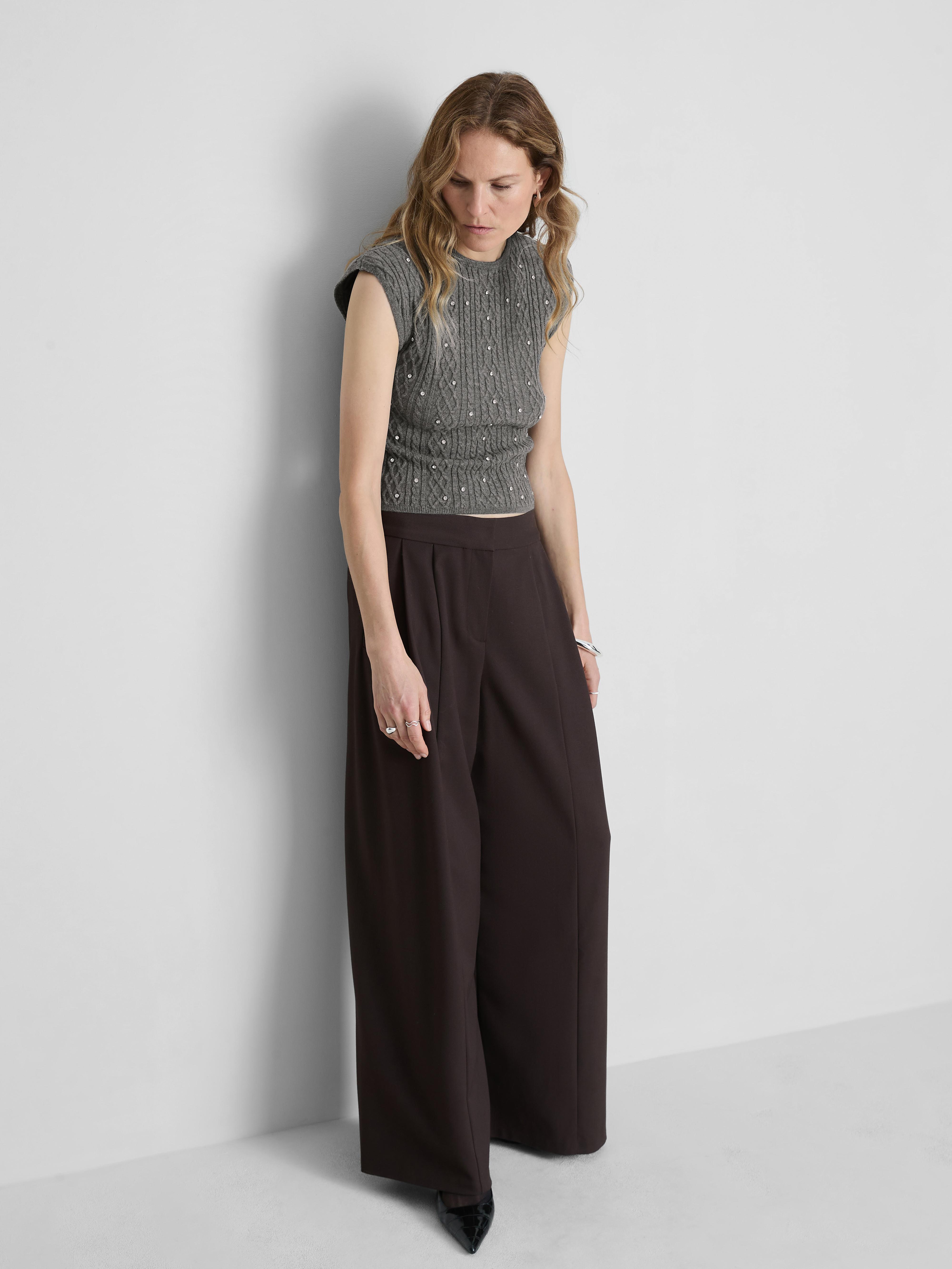 Diamanté Embellished Cable Knit Vest