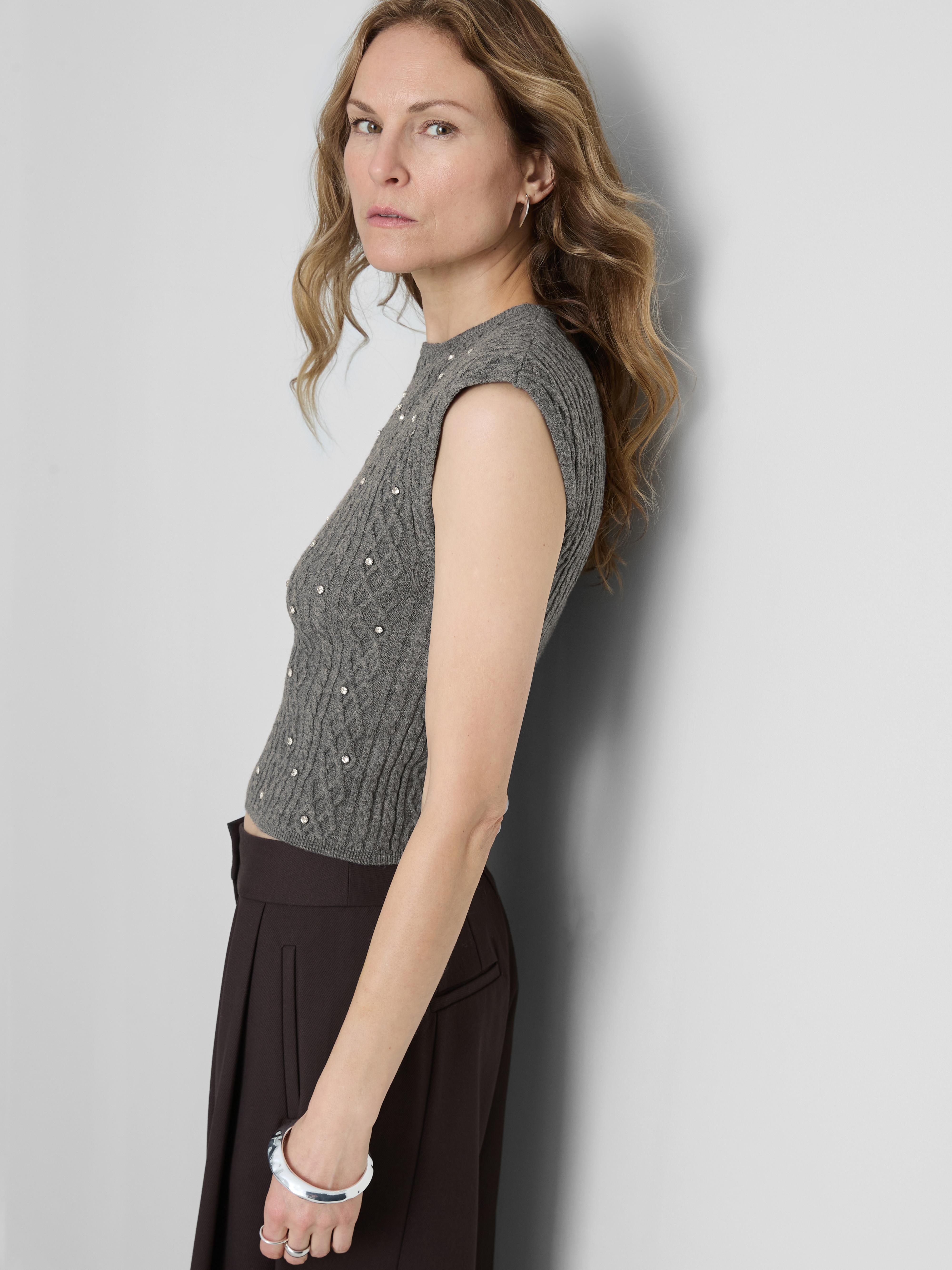 Diamanté Embellished Cable Knit Vest