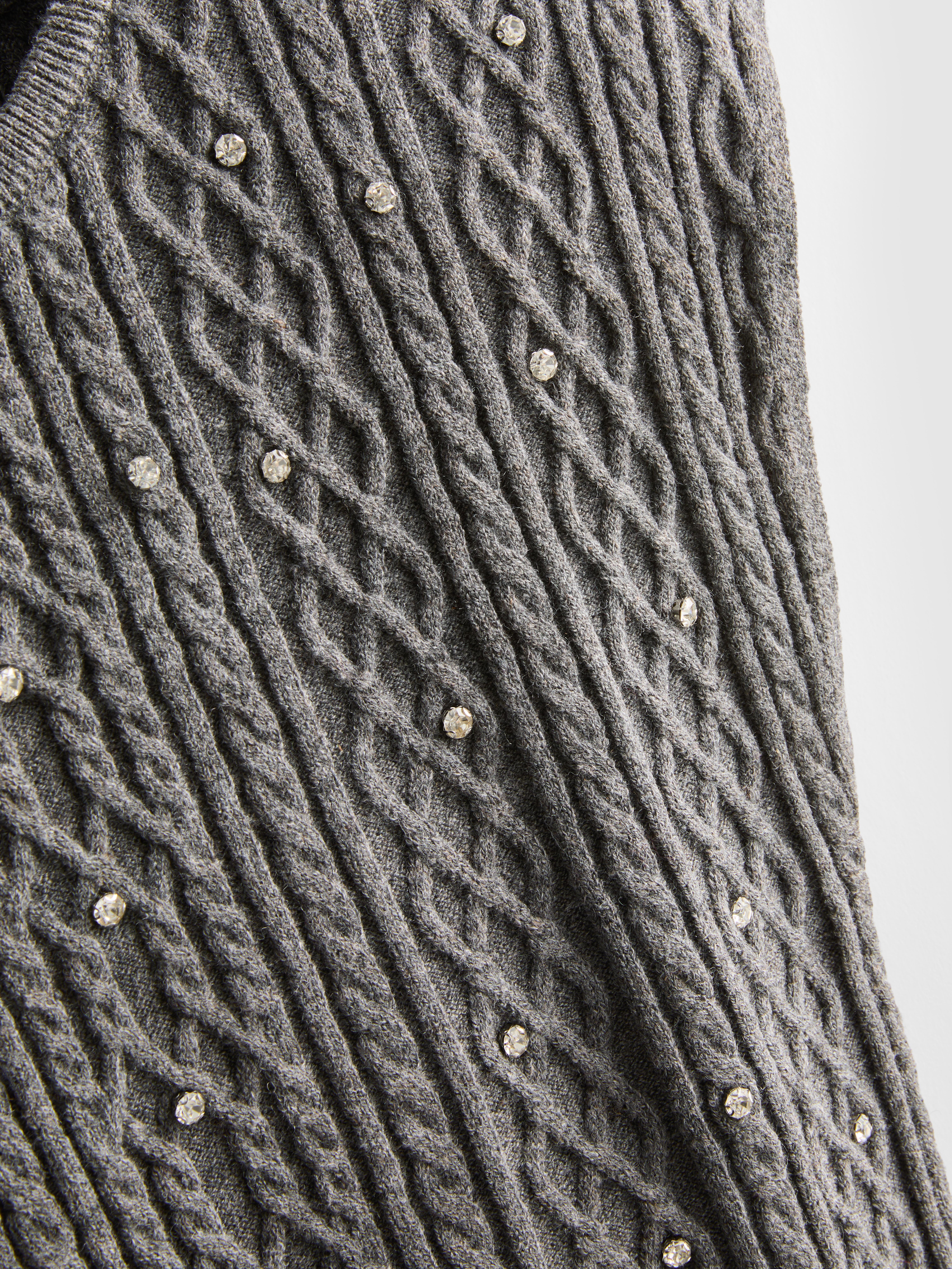 Diamanté Embellished Cable Knit Vest