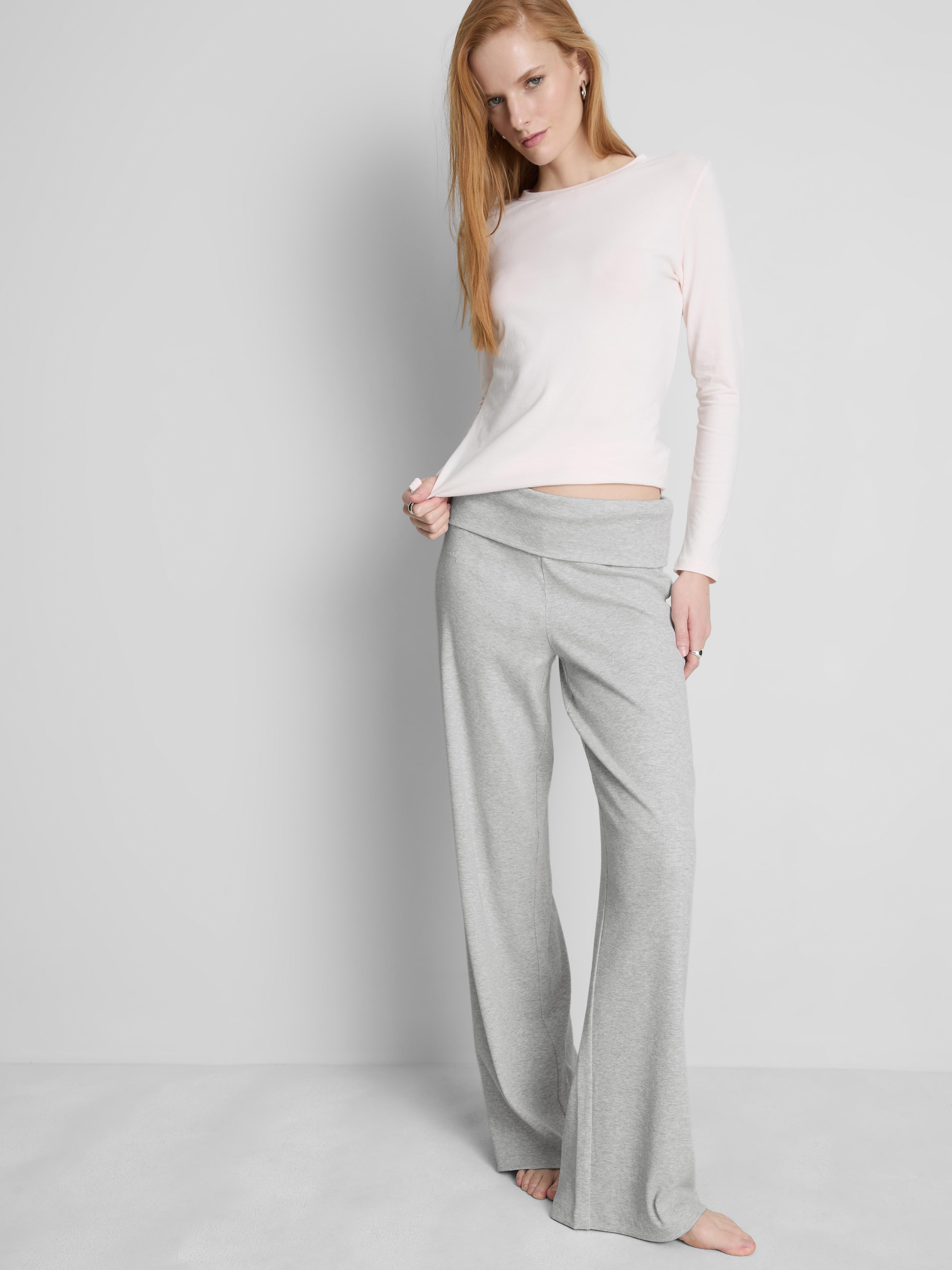 Ribbed Fold Over Waist Flare Leggings