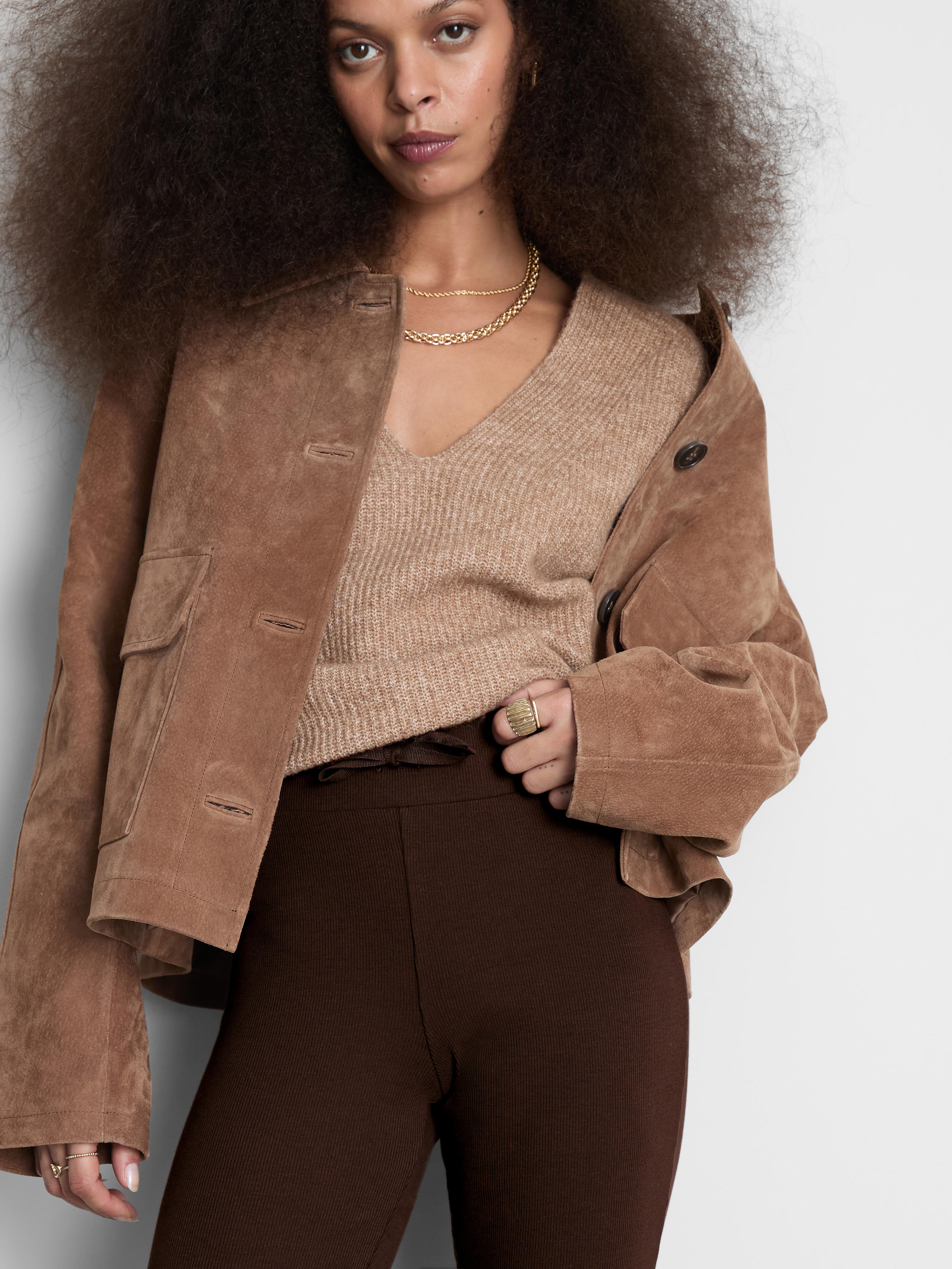 Gerippte Leggings mit ausgestelltem Bein und hohem Baumwollanteil