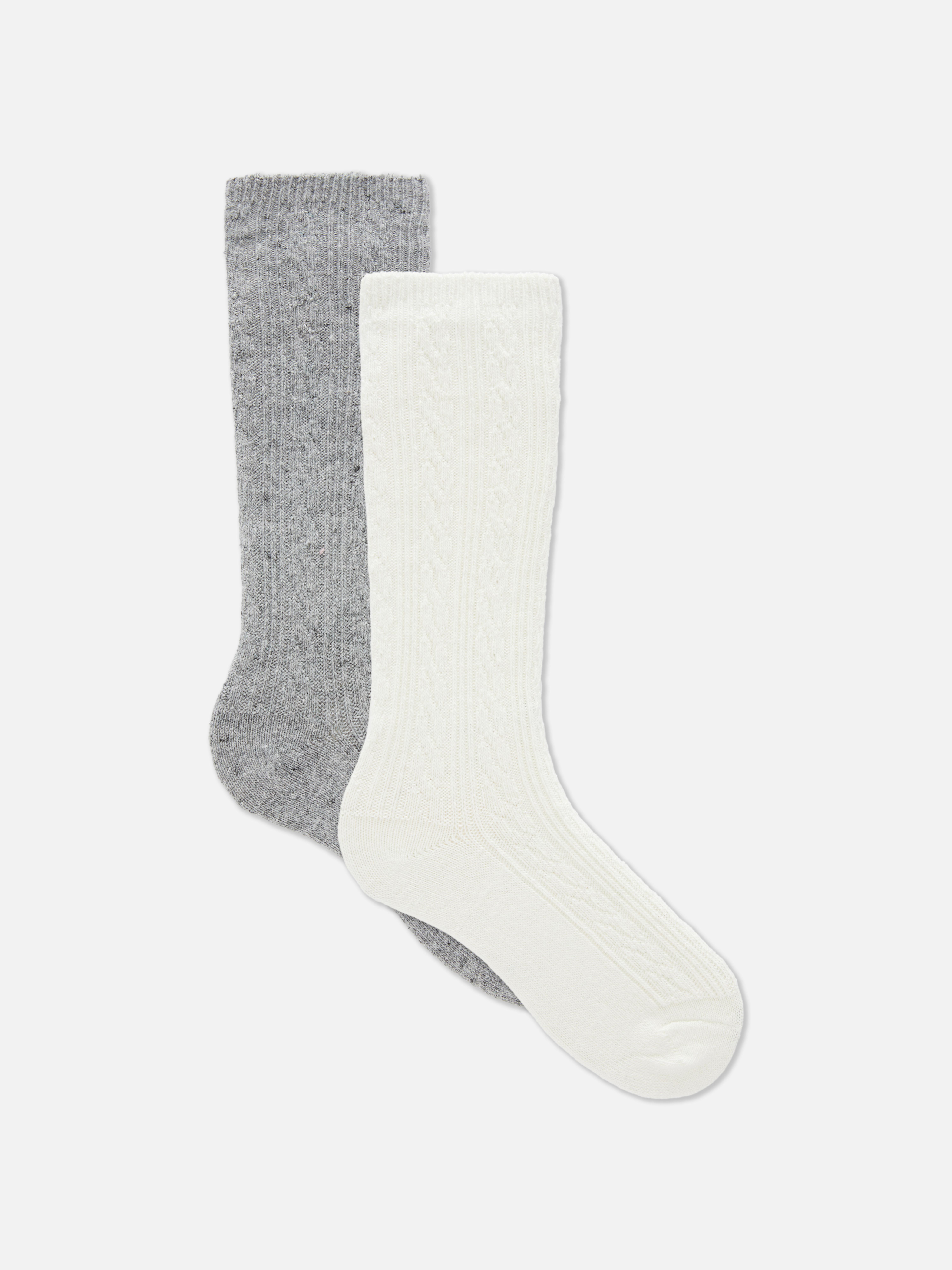 2pk Cable Knit Knee High Socks